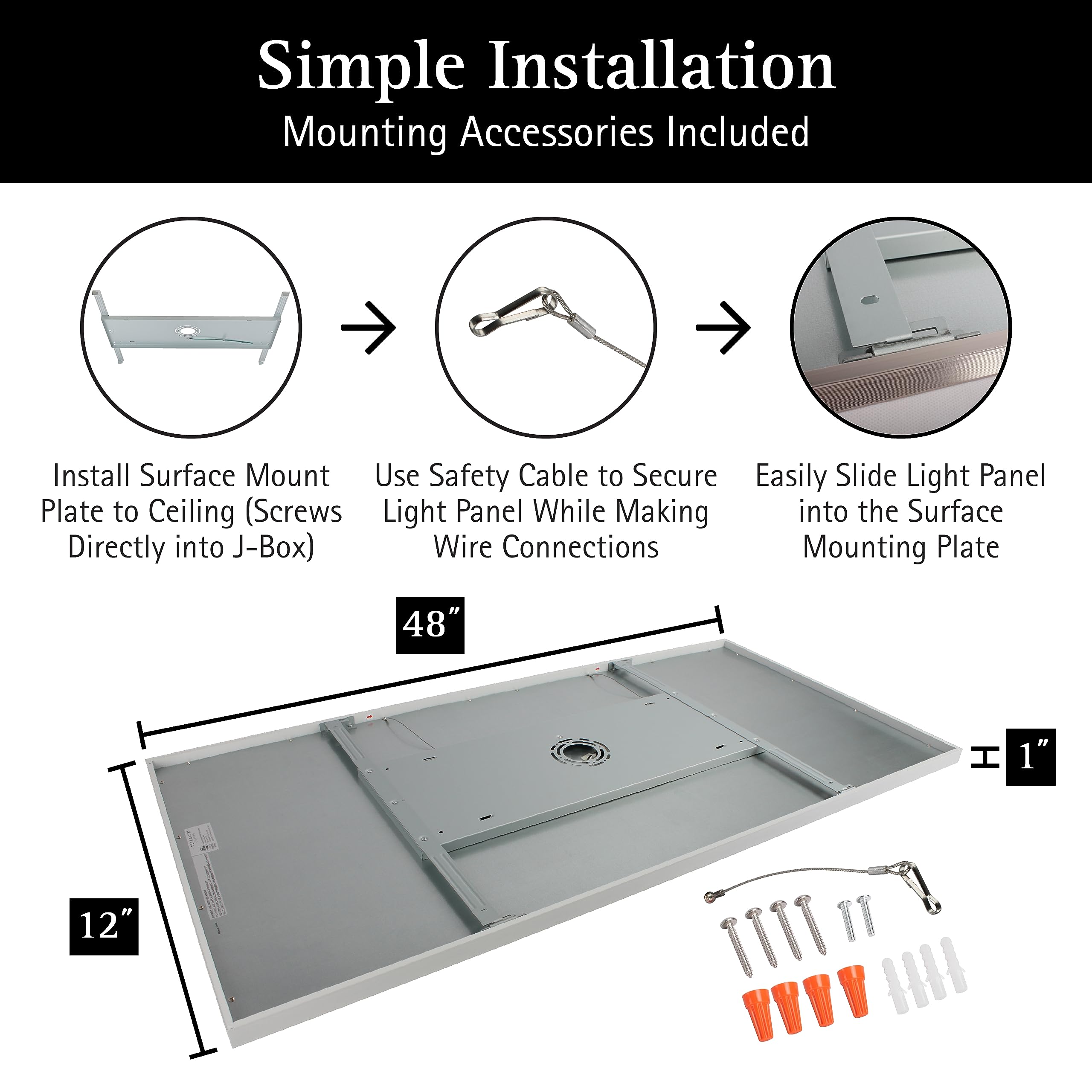 Ultralux 2X4 Ft Slim Surface Mount Ceiling Light Panel - Dimmable, Adjustable Color Temp, Matte White