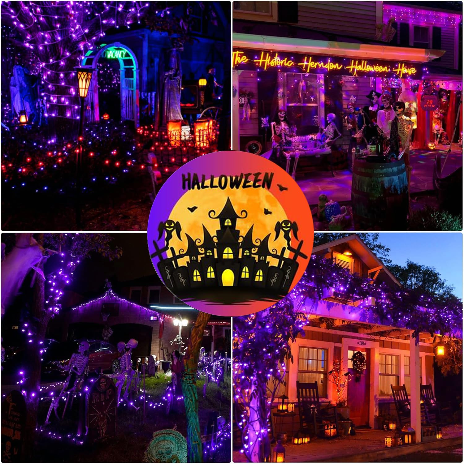 Fairyglim Halloween String Lights Plug In,66Ft 200 Led String Lights With 8 Modes & Timer, Halloween Orange Lights Decorations F