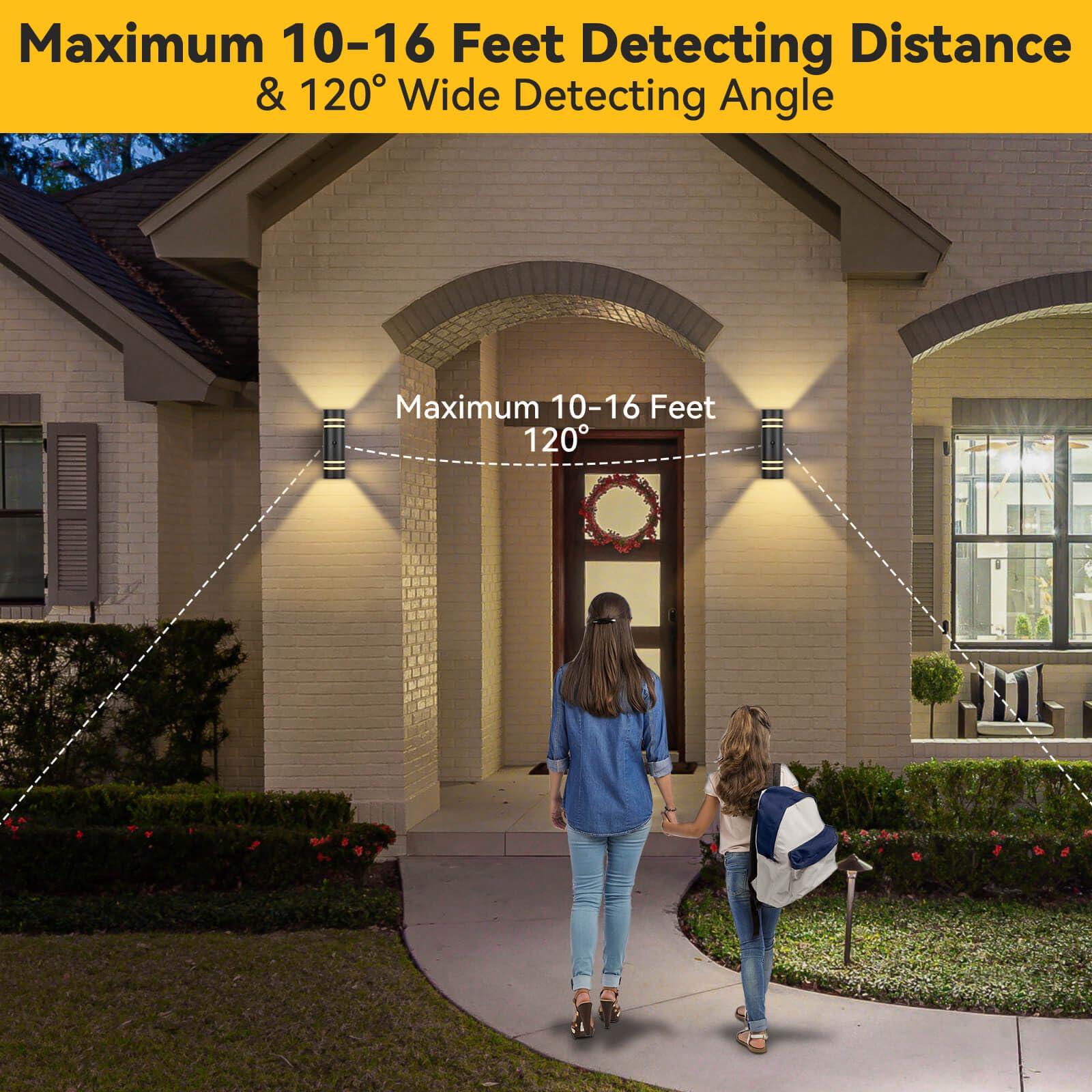 Shlmr Motion Sensor Outdoor Lights 2 Pack  Modern Dusk To Dawn Outdoor Lighting With Bulbs Include  Black Exterior Sconce Up And Down Motion Detector Lights For House Porch Garage  Etl Listed