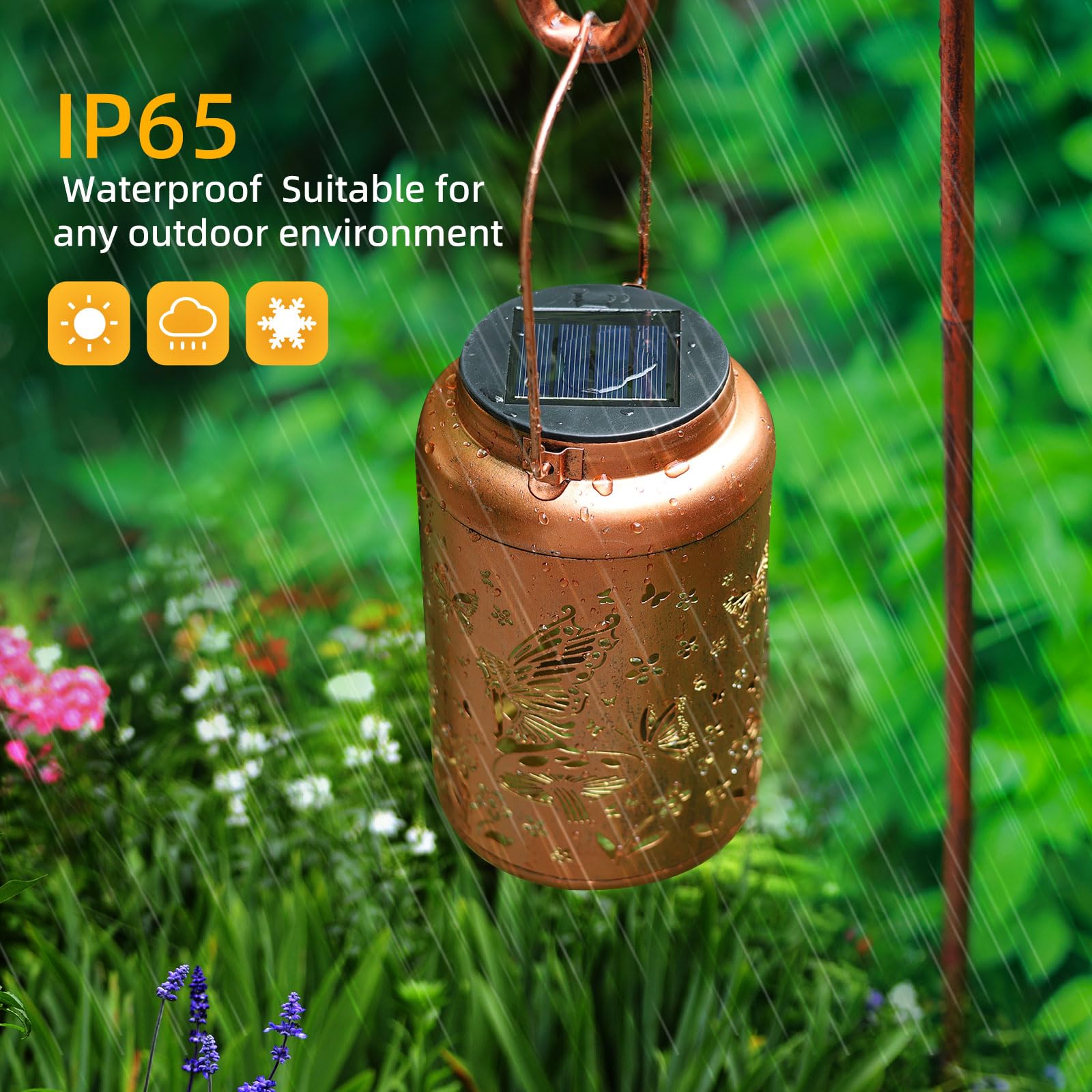 Fairy Solar Lanterns Outdoor Waterproof Hanging Butterfly Solar Lights Metal Decorative Led Lanterns Outside Christmas Gifts For