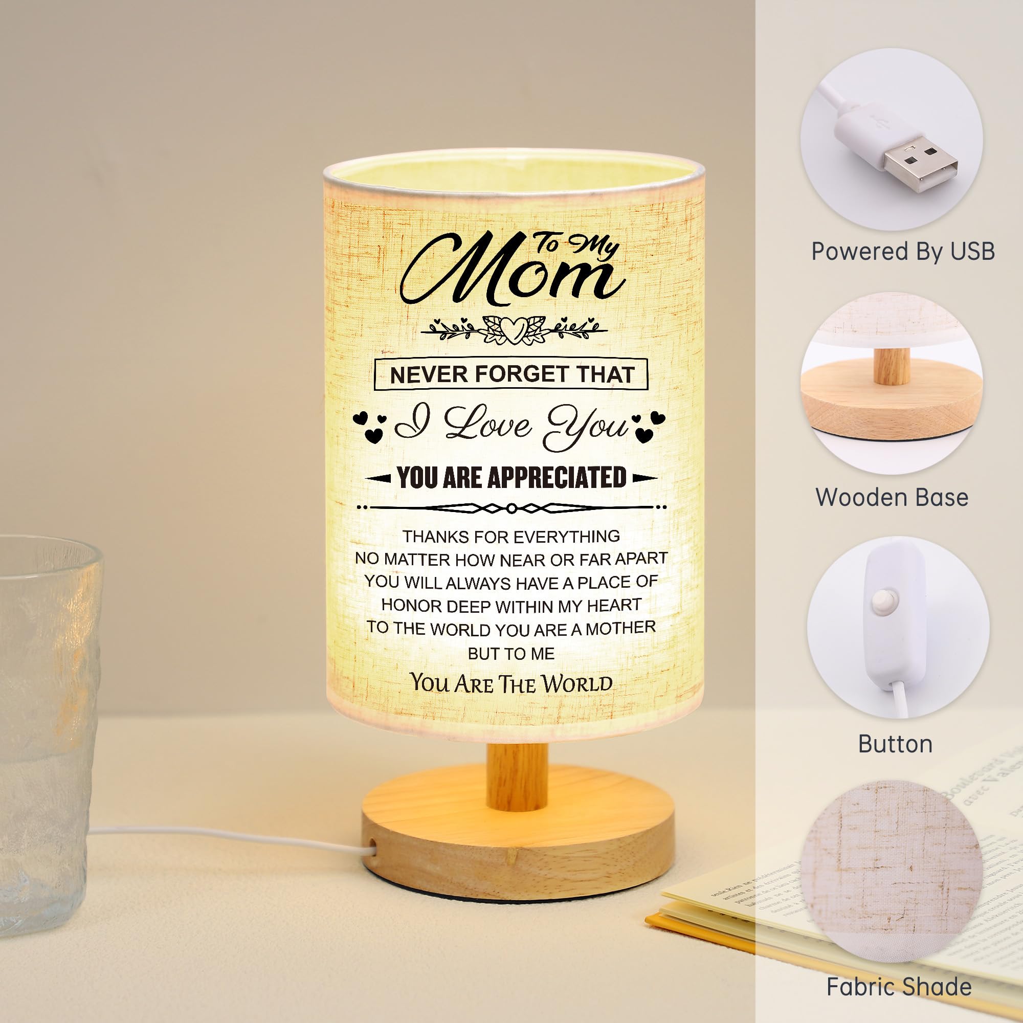 Wsyear Mothers Day Birthday Gifts For Mom From Daughter Son-Table Lamp Mom Gifts From Daughters Son For Mother Night Light Anniv