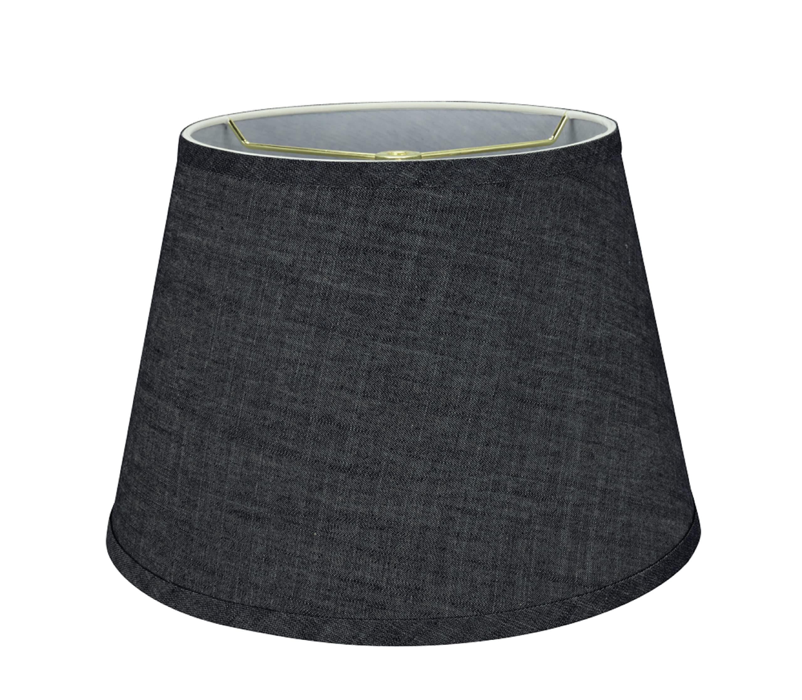 Aspen Creative Lamp Shade, Transitional Hardback Empire, Denim Fabric, 13in Wide, Grey-Blue, Model 32921