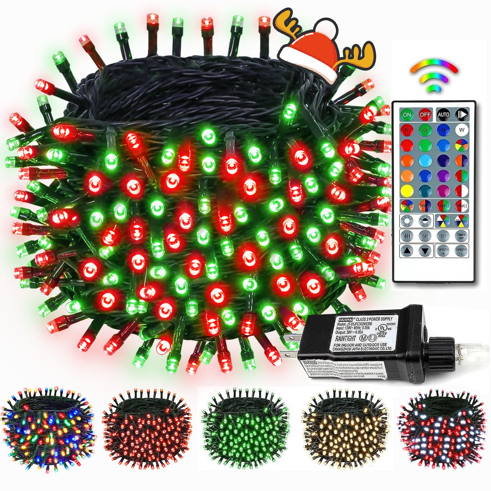 BHCLIGHT RGB Color Changing Christmas String Lights with Remote, 66ft 200led Christmas Tree Lights with 8 Modes, Christmas Ligthts Waterproof for Outdoor/Indoor Party Garden Christmas Decorations
