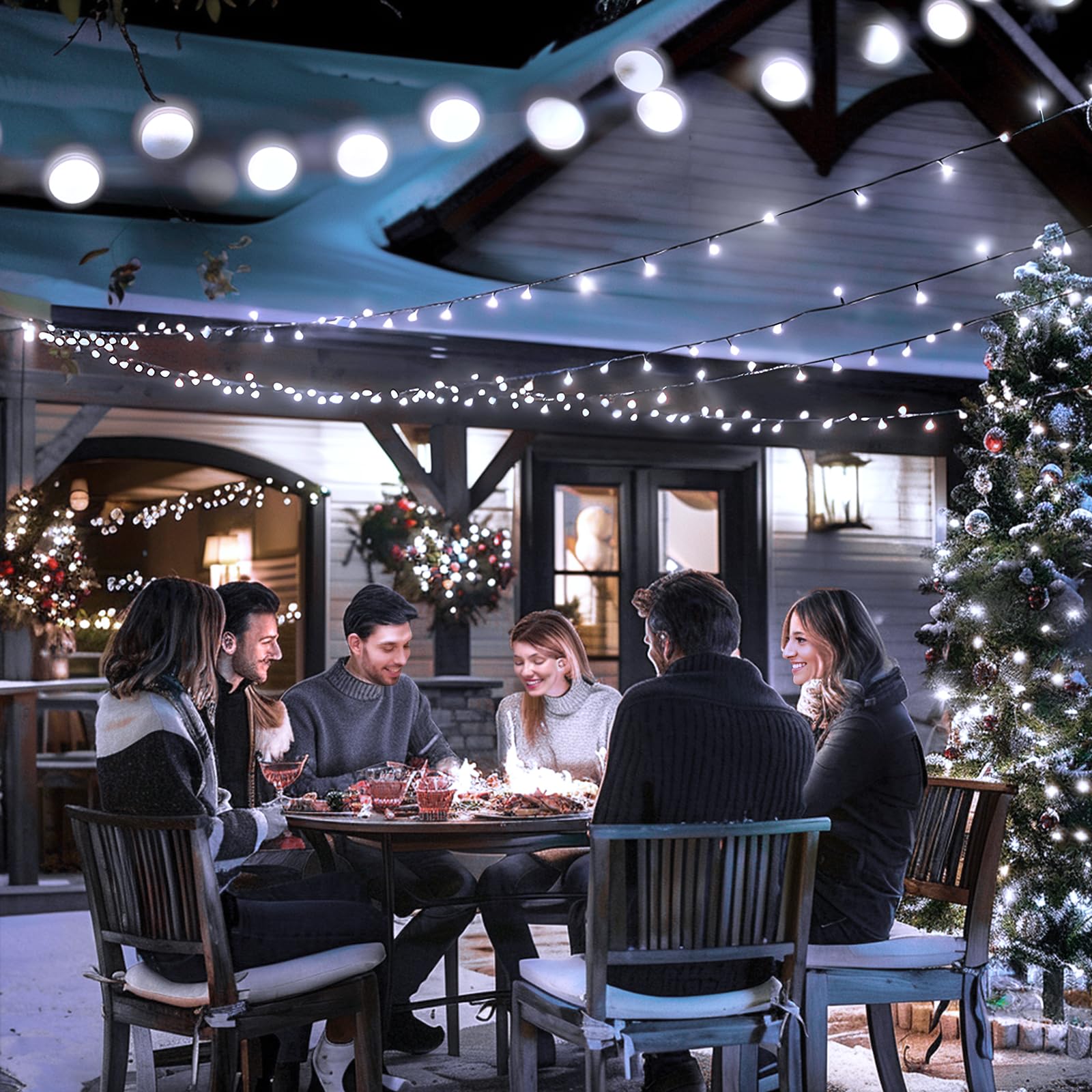 Jmexsuss 800 Led White Christmas Lights Outdoor, 272Ft 8 Modes Christmas Tree Lights Green Wire, Waterproof Led Christmas String