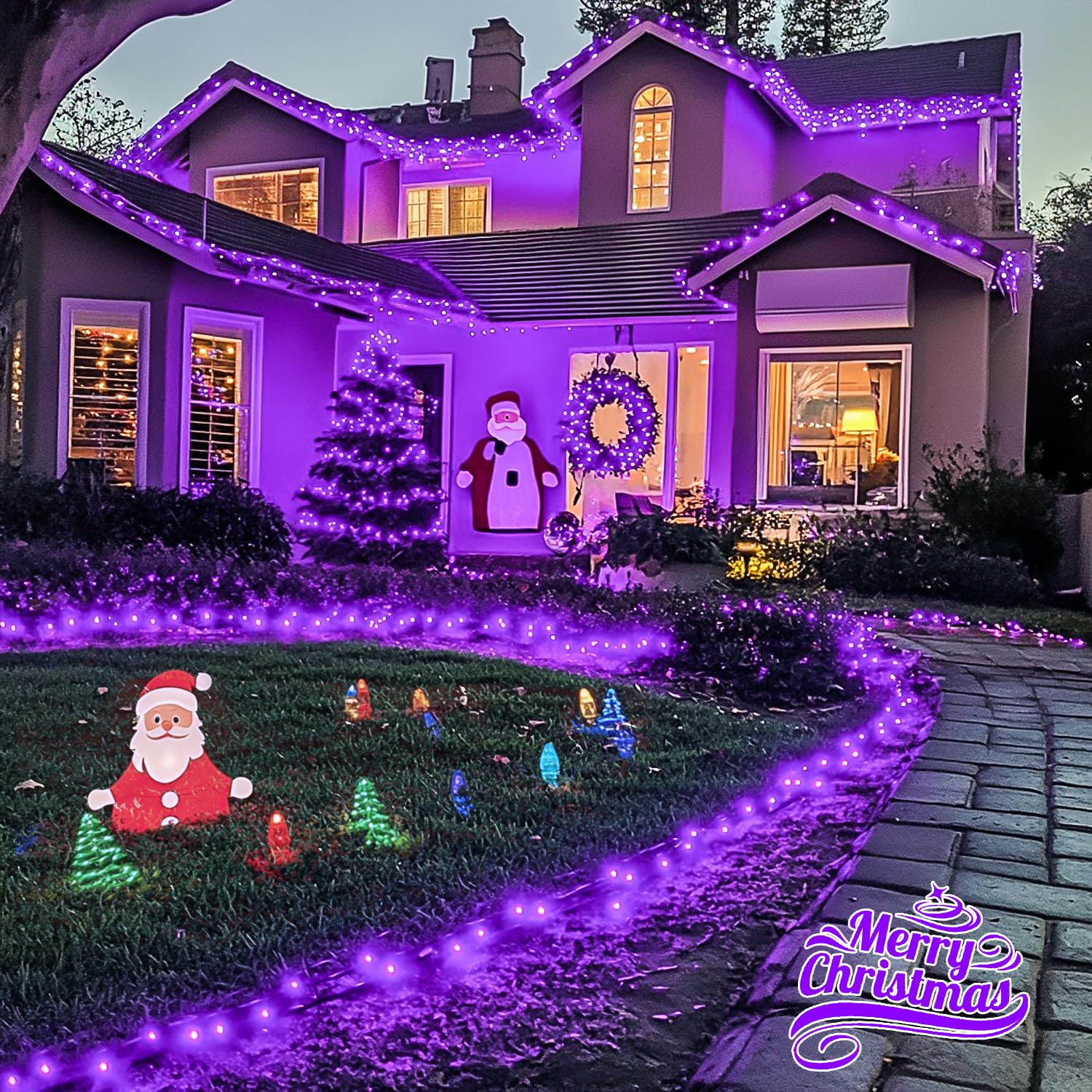 JMEXSUSS Christmas Lights 200 LED Connectable Waterproof 66ft Purple Model EXS-S-0200