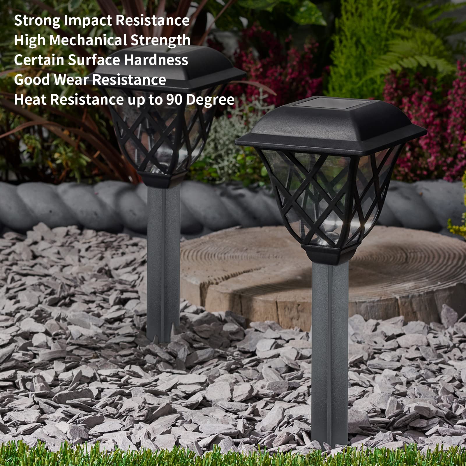 Cionyce 8PCS Black ABS Plastic Solar Pathway Light Stakes, 8.25 Inch Replacement for Garden and Pathway Lamps, 0.85 Inch Head Mounting Diameter