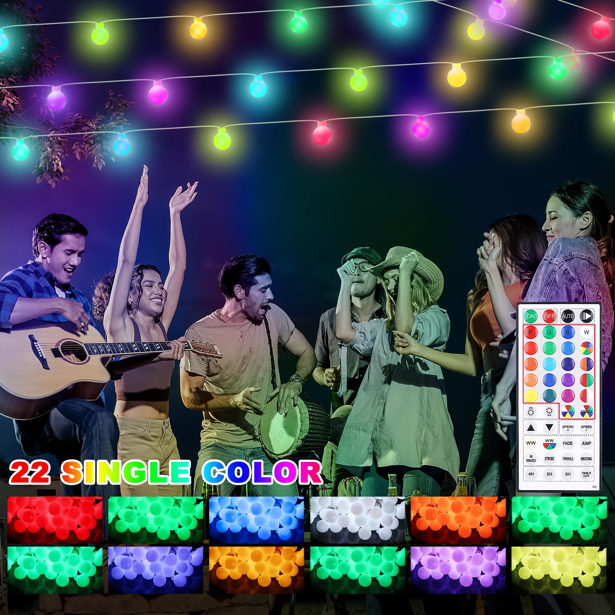 Color Changing String Lights For Outside, 30 Colors 33Ft 100Led Rgb+Warm White Fairy Lights Plug In, Outdoor Christmas Globe Decorative Lights With Remote For Indoor Bedroom Party Garden Xmas Décor