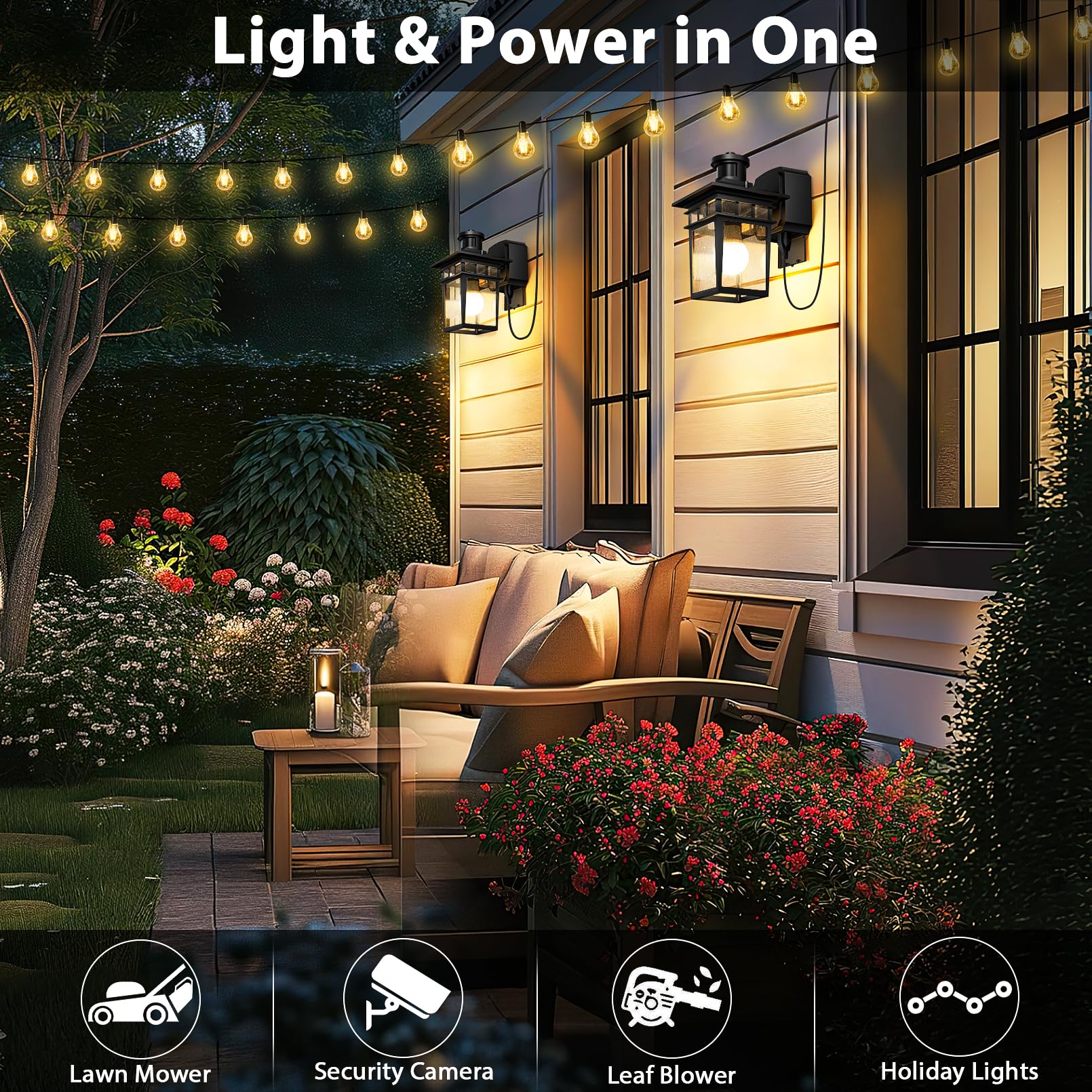 APOTO Motion Sensor Outdoor Porch Light Fixture, Waterproof Wall Sconce, 1-Pack, Matt Black, Model APOTO-PorchLights-Black