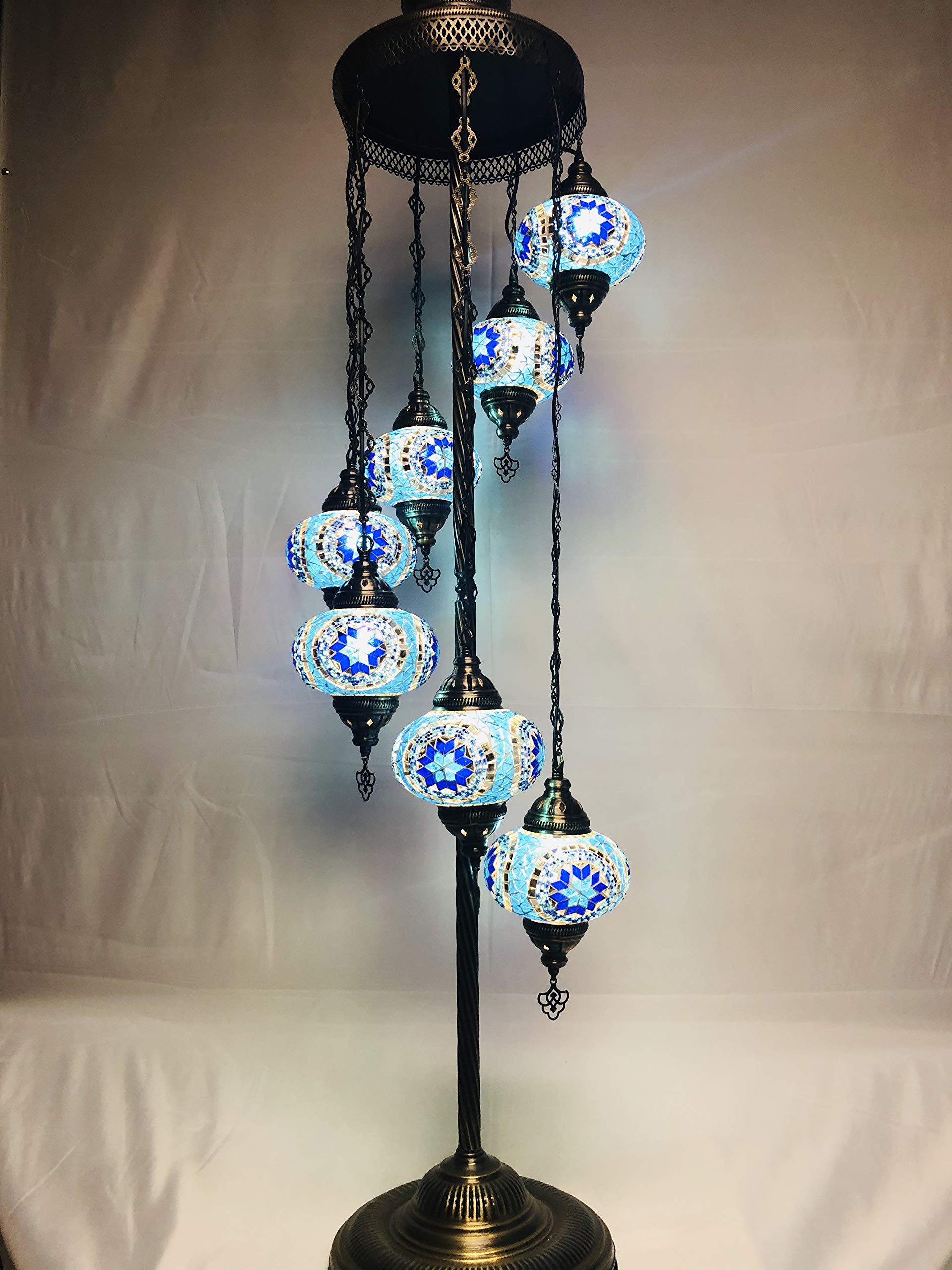 Canan Mosaic 7 Balls Turkish Mosaic Floor Lamp Handmade Glass Lighting Multicolor Model 7Floor