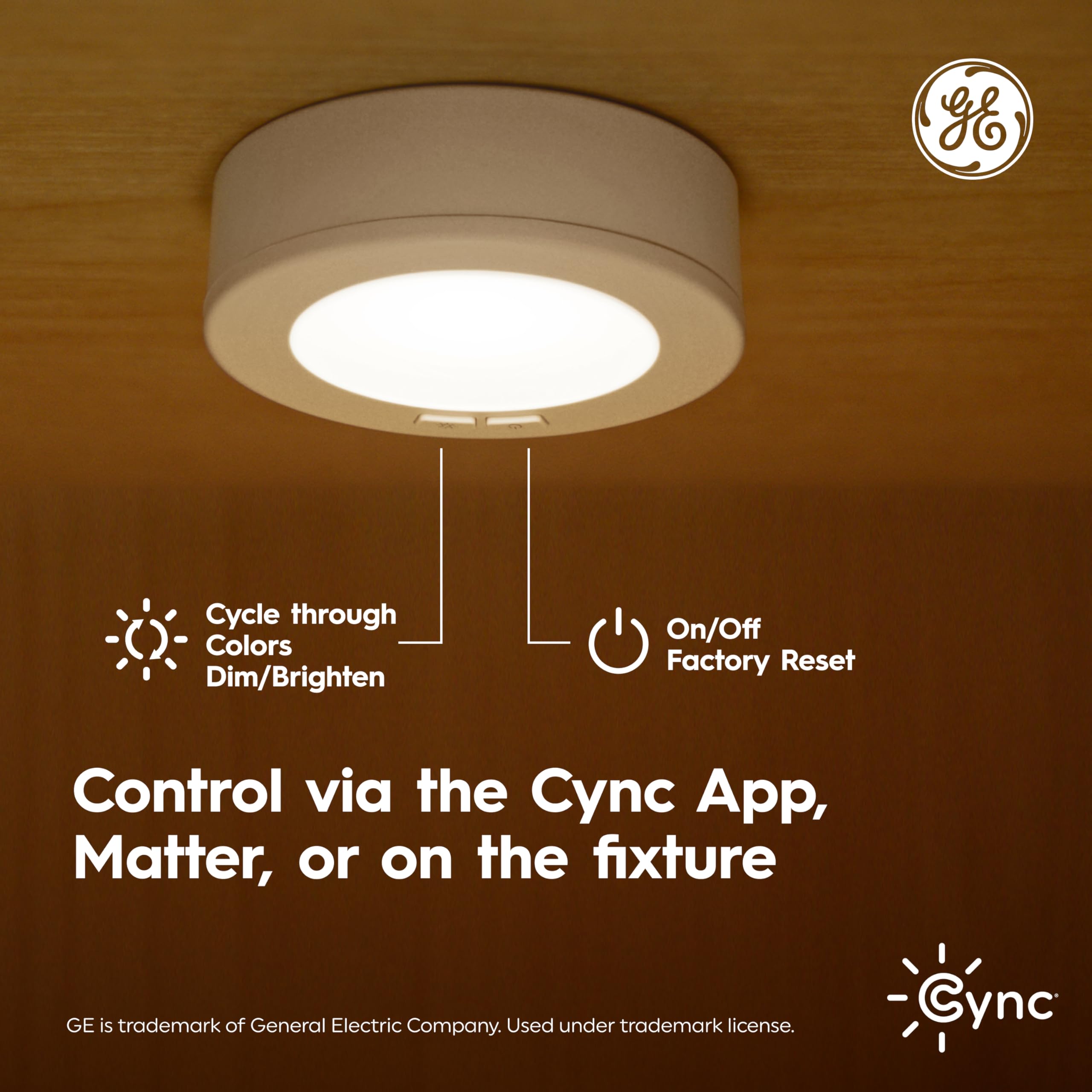 Cync HD+ Smart Undercabinet Puck Lights, Color Changing, 3-Inch, White, Model 93131317, Works with Alexa & Google Home, 3-Pack