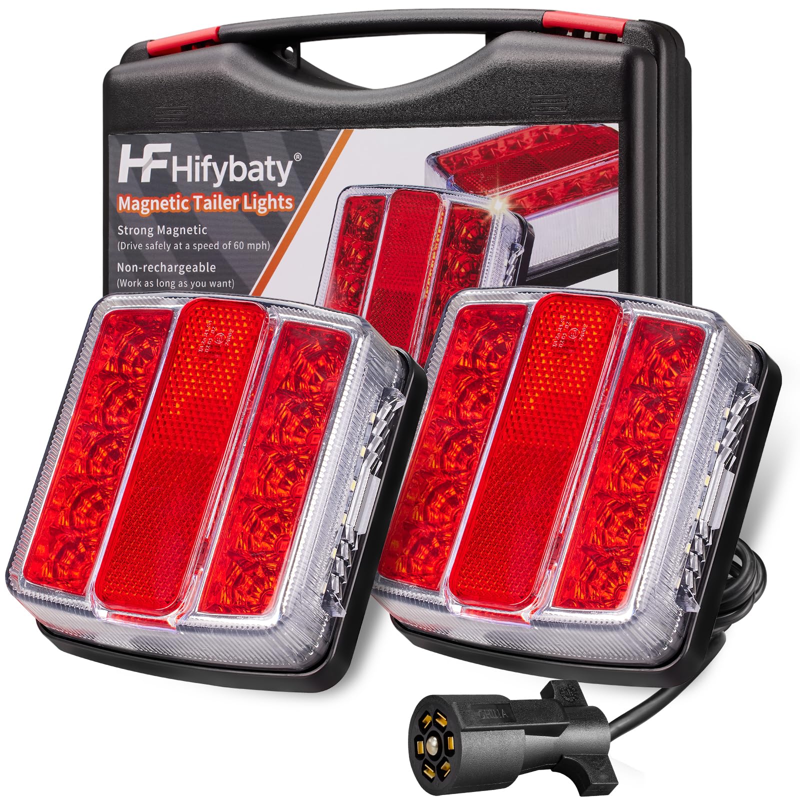 Hifybaty Wireless Trailer Light Kit - Rechargeable Magnetic LED, Waterproof, Model Z_T033S, Red, Size Trailer Light Kit_A