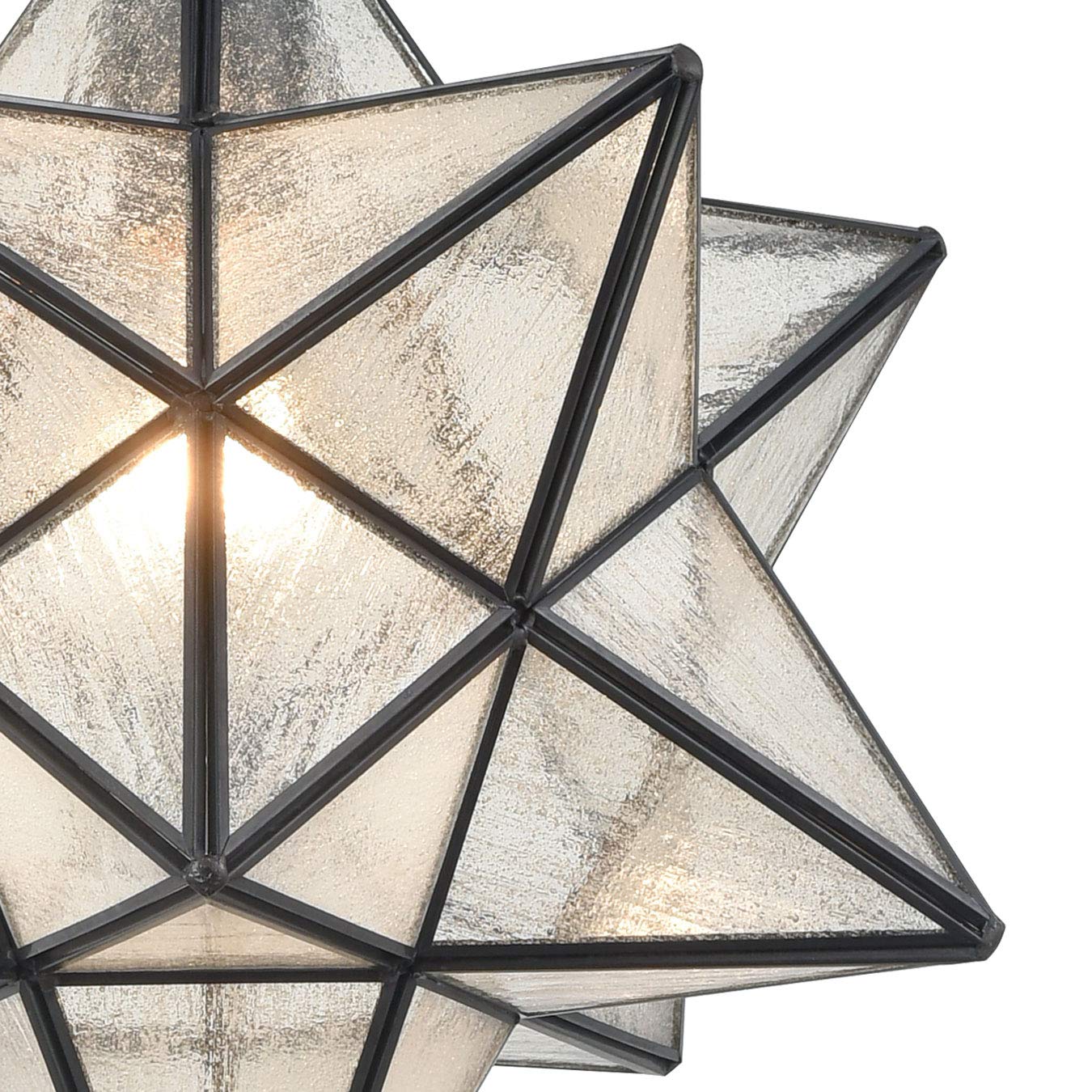 CLAXY 14in Moravian Star Pendant Light Seeded Glass Metal Hanging Chain TB5088DU-35QP