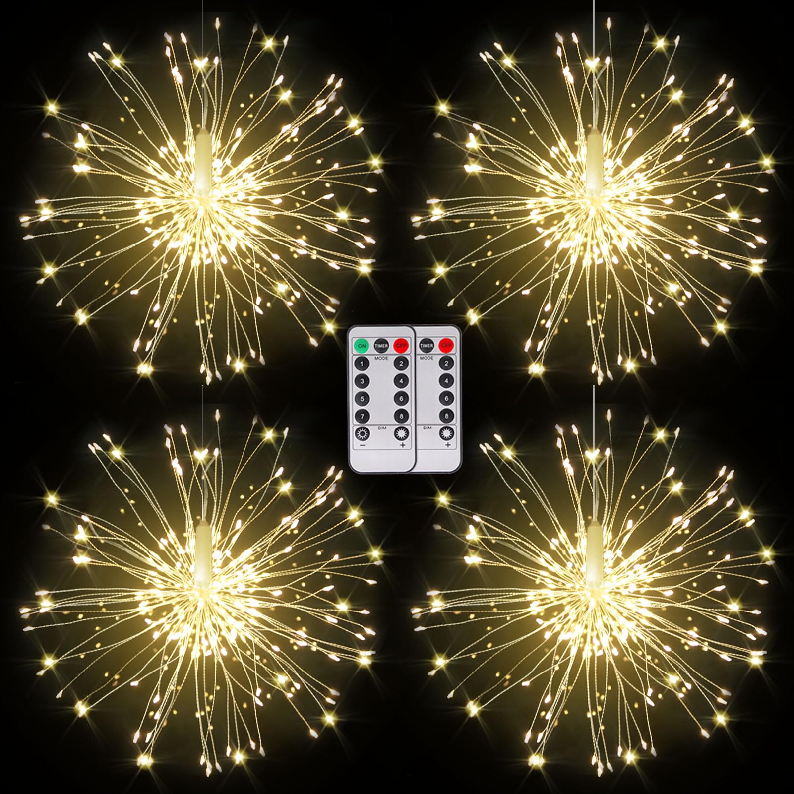 LetsFunny Fairy Lights Christmas Lights, LED DIY 8 Modes Dimmable Lights, Christmas Decorative Hanging Bursting Star Lights for 