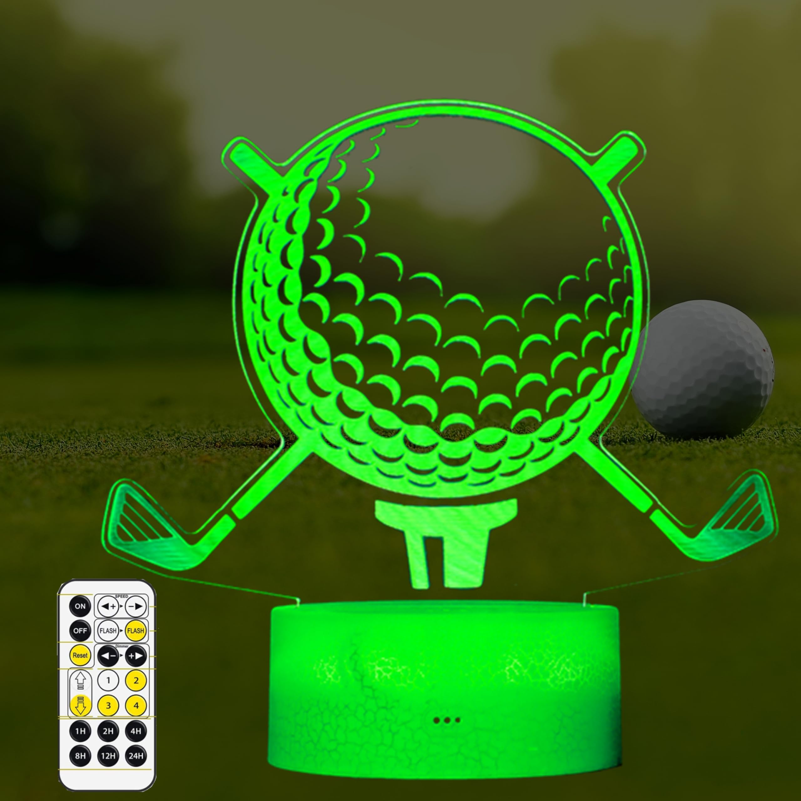 Golf Gifts, Golf Night Light, 3D Illusion Lamp with RGB 7 Colors Changes Remote Control+Timer+Dimmable, LED Golf Decor, Golf Dec