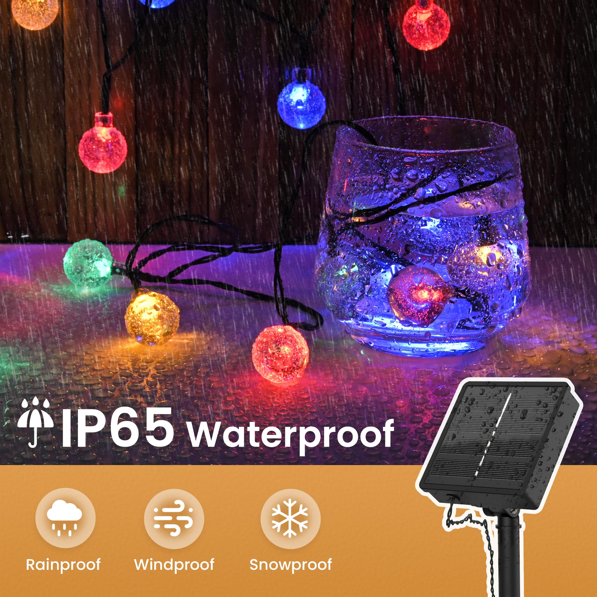 Domihue 2 Pack Solar Lights Outdoor Waterproof, Total 72Ft 120 Leds Crystal Globe With 8 Modes, Solar String Lights For Outside,