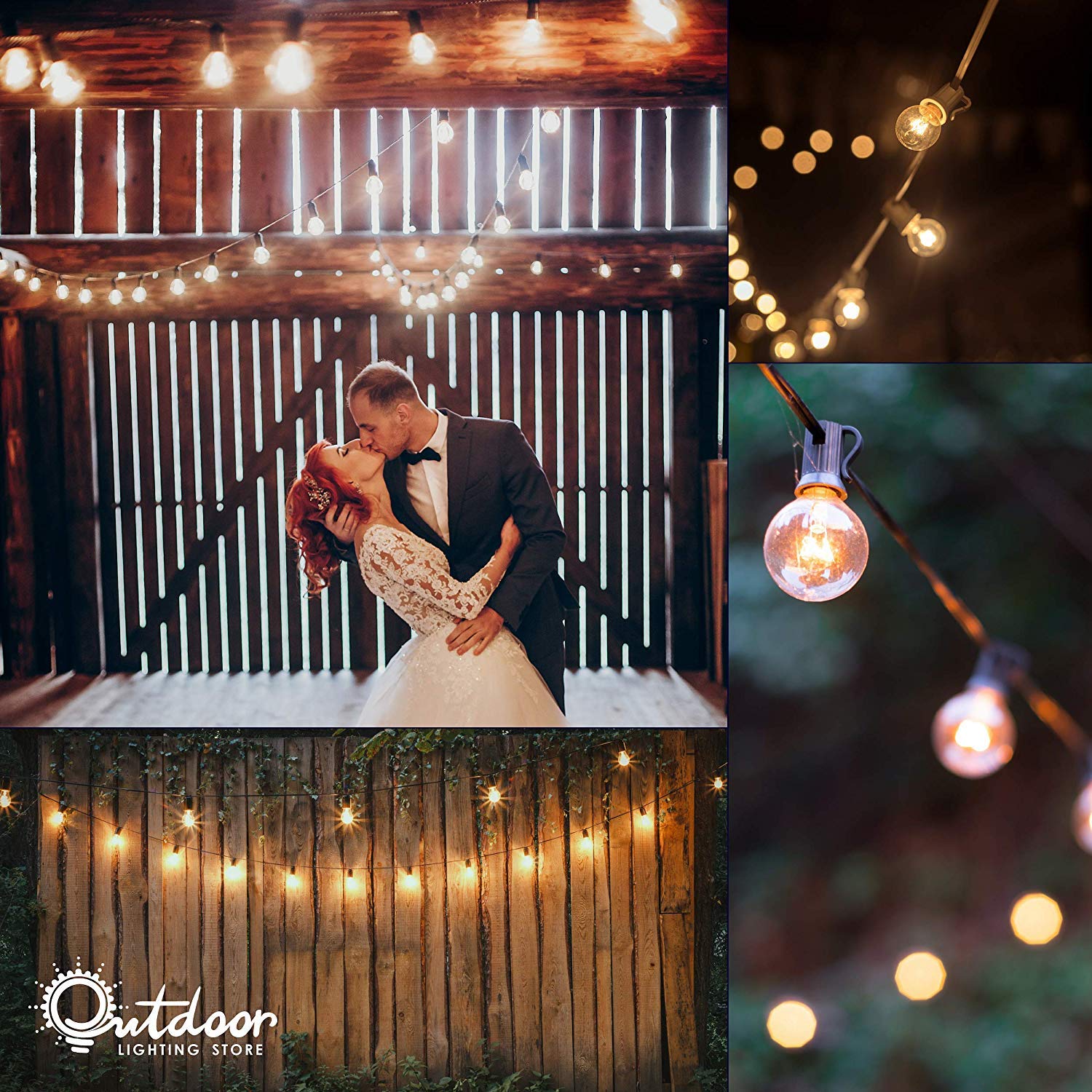 Outdoor Lighting Store 50ft Black Globe String Lights, 60 G40 Bulbs, Waterproof, Indoor-Outdoor, Model SYNCHKG101551