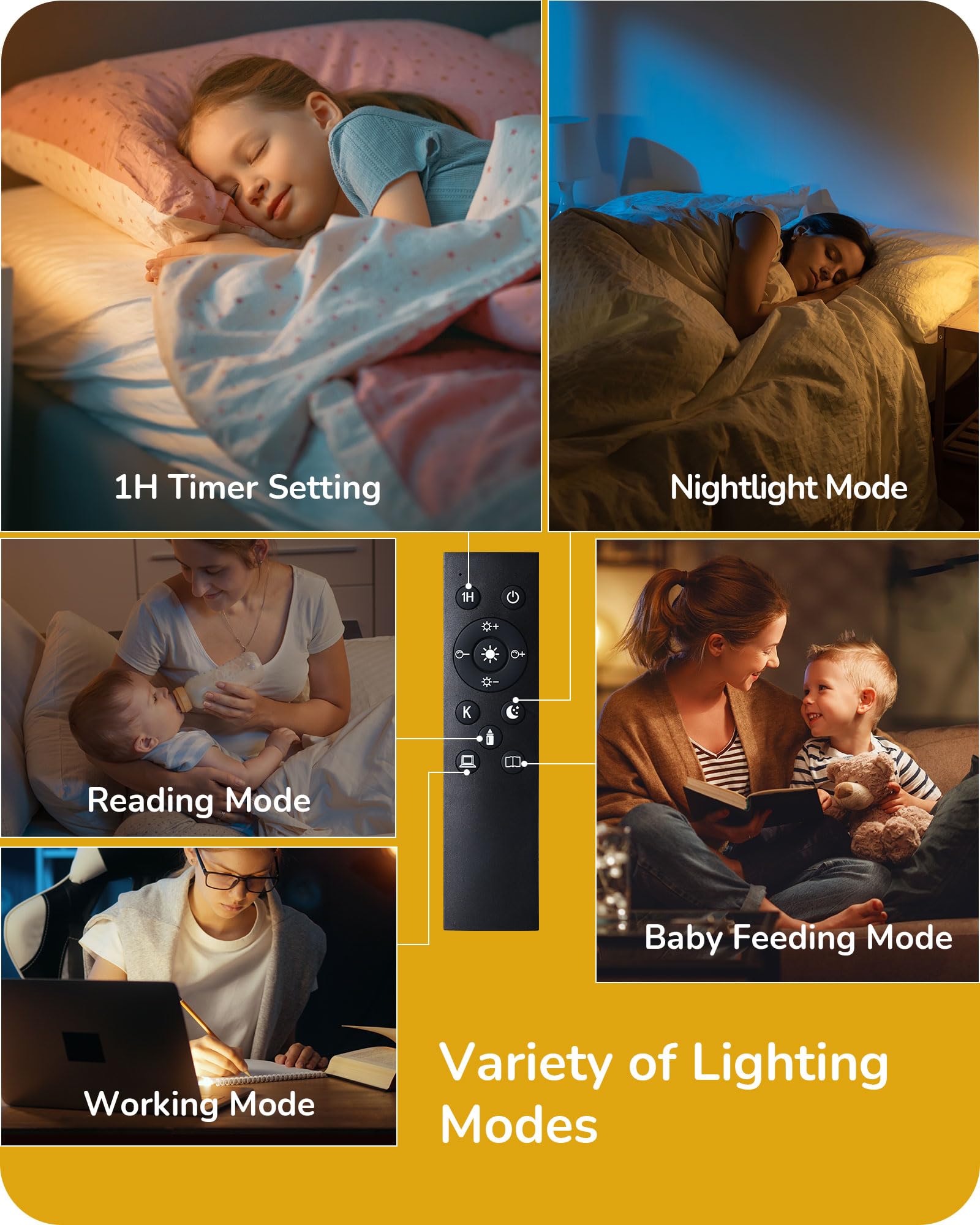 EDISHINE Modern Corner Floor Lamp, 65in Tall, Stepless Dimmable, Gold, Model HFLCB1A, Includes 9W LED Bulb