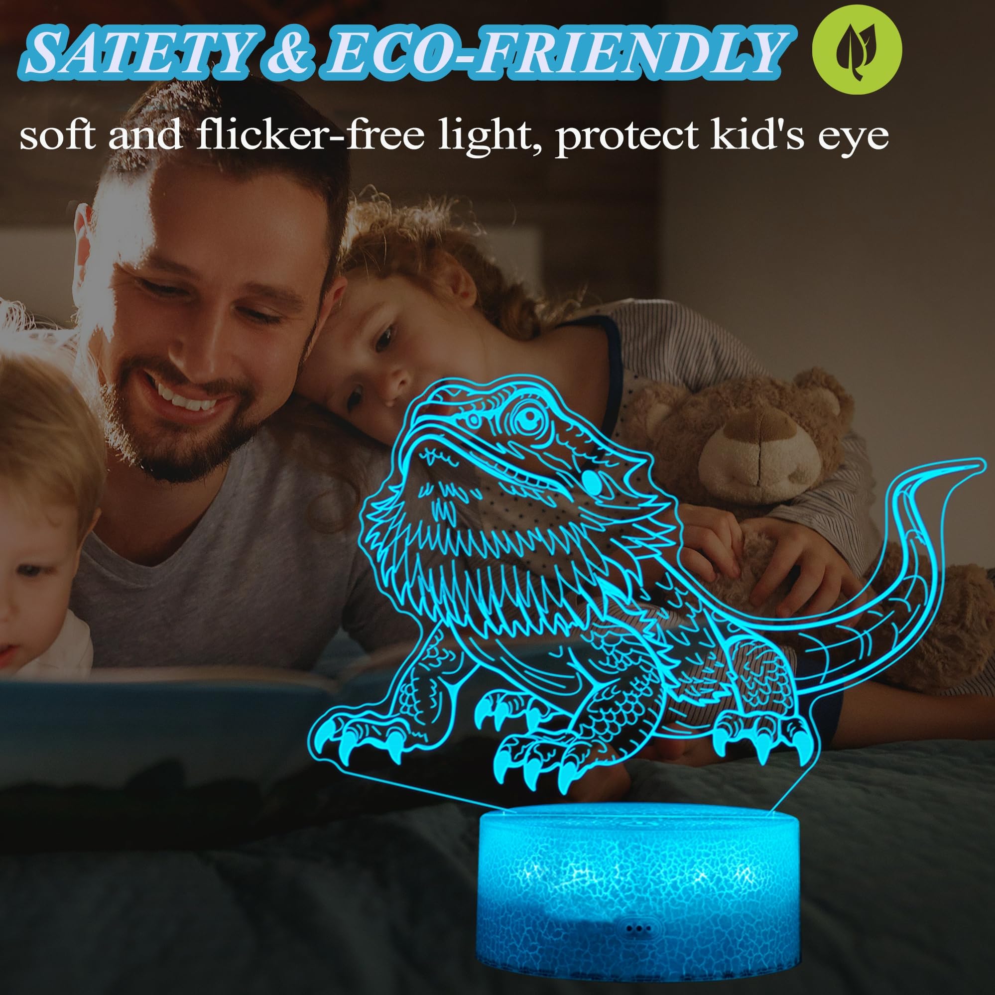 Posshe Bearded Dragon Gift, Bearded Dragons Night Light With Remote Control, 16 Colors Changing, Rgb Flashing Mode, Dimmable, Gr