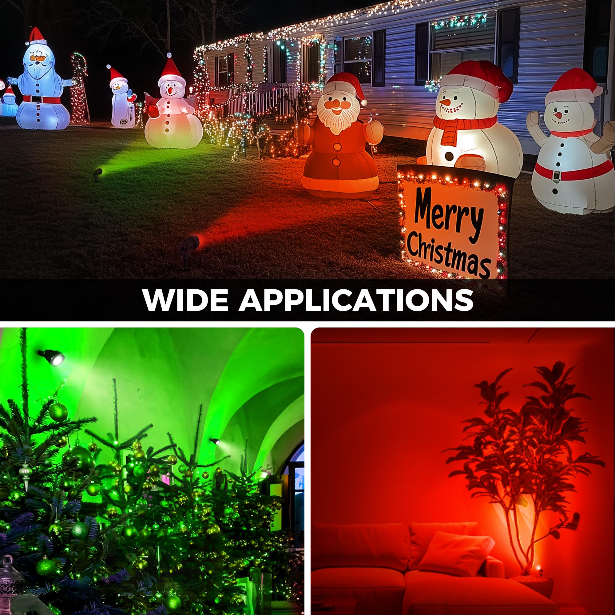 L Lohas Led Red And Green Christmas Spotlight Outdoor  Auto On/Off 5W Landscape Lighting  120V Ip66 Waterproof Spot Lights For Yard House Holiday Trees Decoration  Ul Listed  2 Pack
