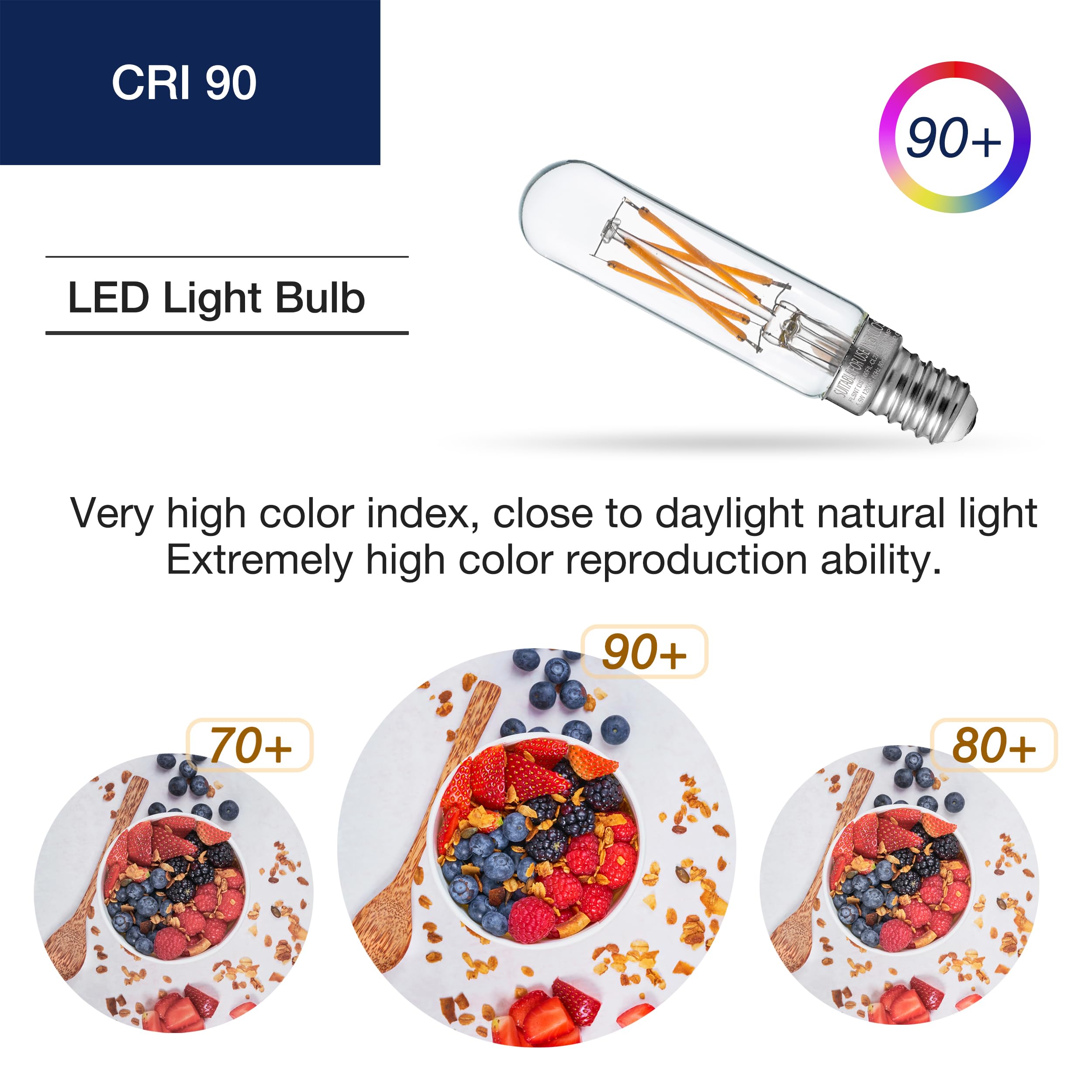 Flsnt 60W Equivalent Candelabra Led Bulbs, Dimmable T6/T25 Led Light Bulbs For Chandelier, 90+ High Cri, 2700K Soft White, E12 B