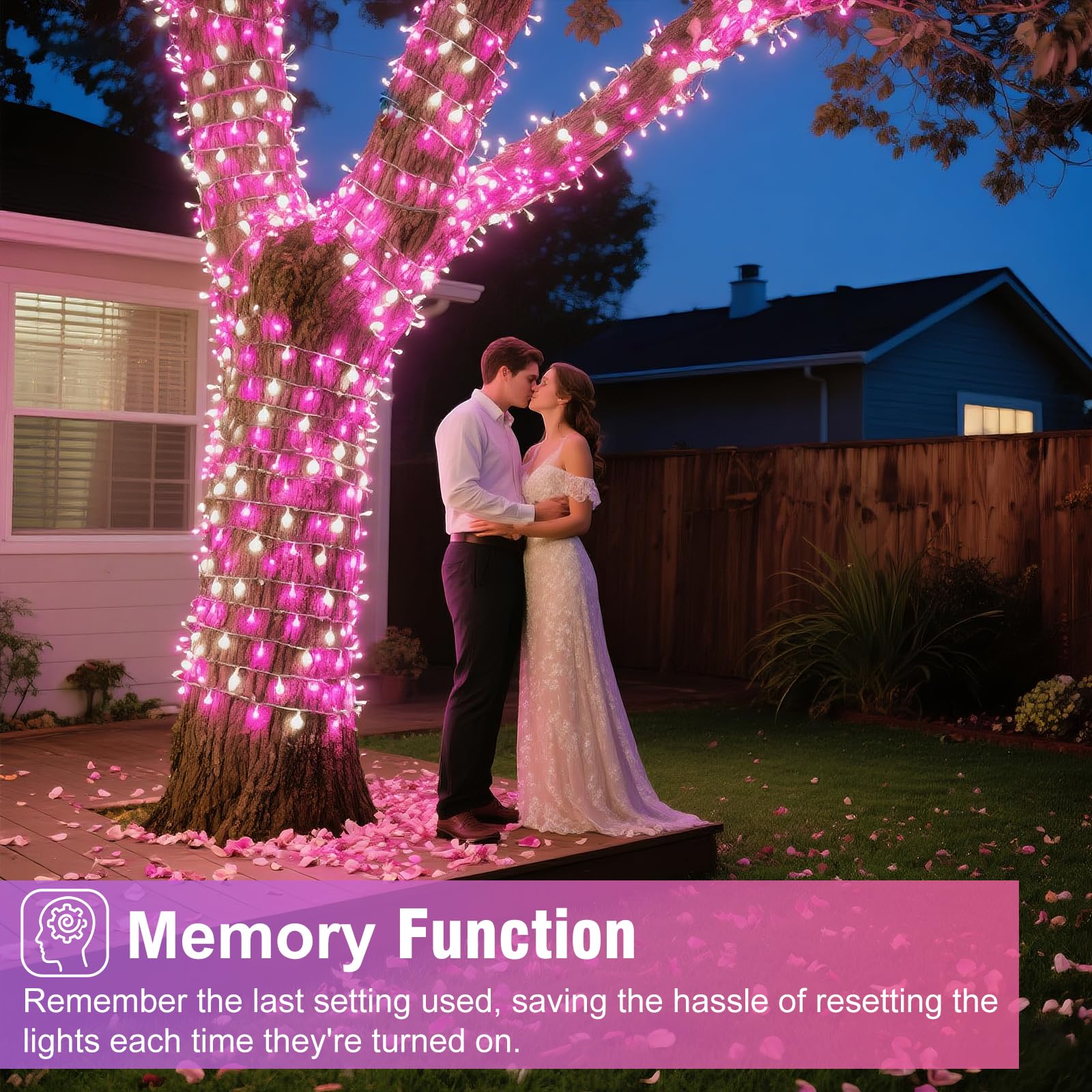 Nielfoi 100Ft 300 Led Christmas Lights  Christmas Tree Lights With 8 Modes Waterproof  Green Wire Outdoor String Lights  Plug In Xmas Decorations For Indoor House Yard Holiday  Pink White