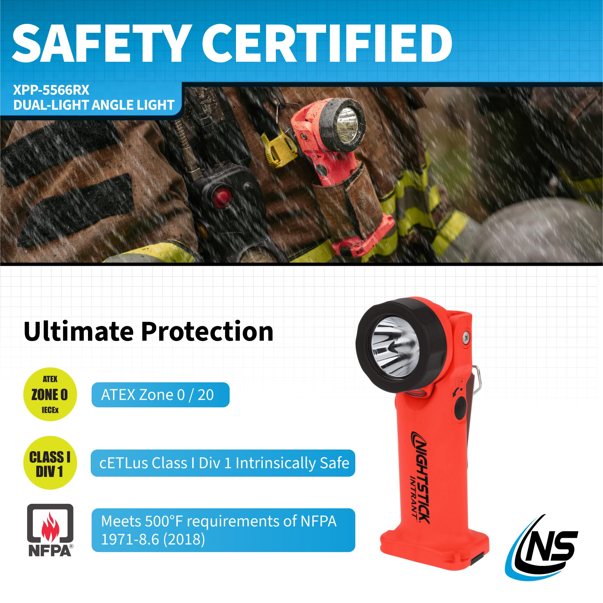 Nightstick Xpp-5566Rx Intrant Intrinsically Safe Dual Angle Light - 3 In 1 Flashlight, Floodlight, Dual-Light - 8 Brightness Mod