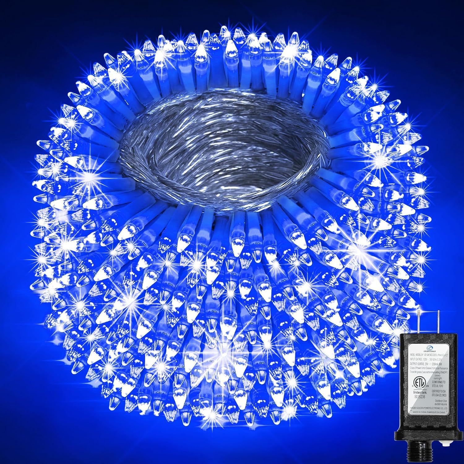 340 Led 90Ft Christmas String Lights Outdoor  12 Pro Modes And Timer Memory & Brightness  Plug In Outdoor Waterproof Clear Wire Twinkle Light For For Xmas Yard Tree Wedding Party Decor (Blue)