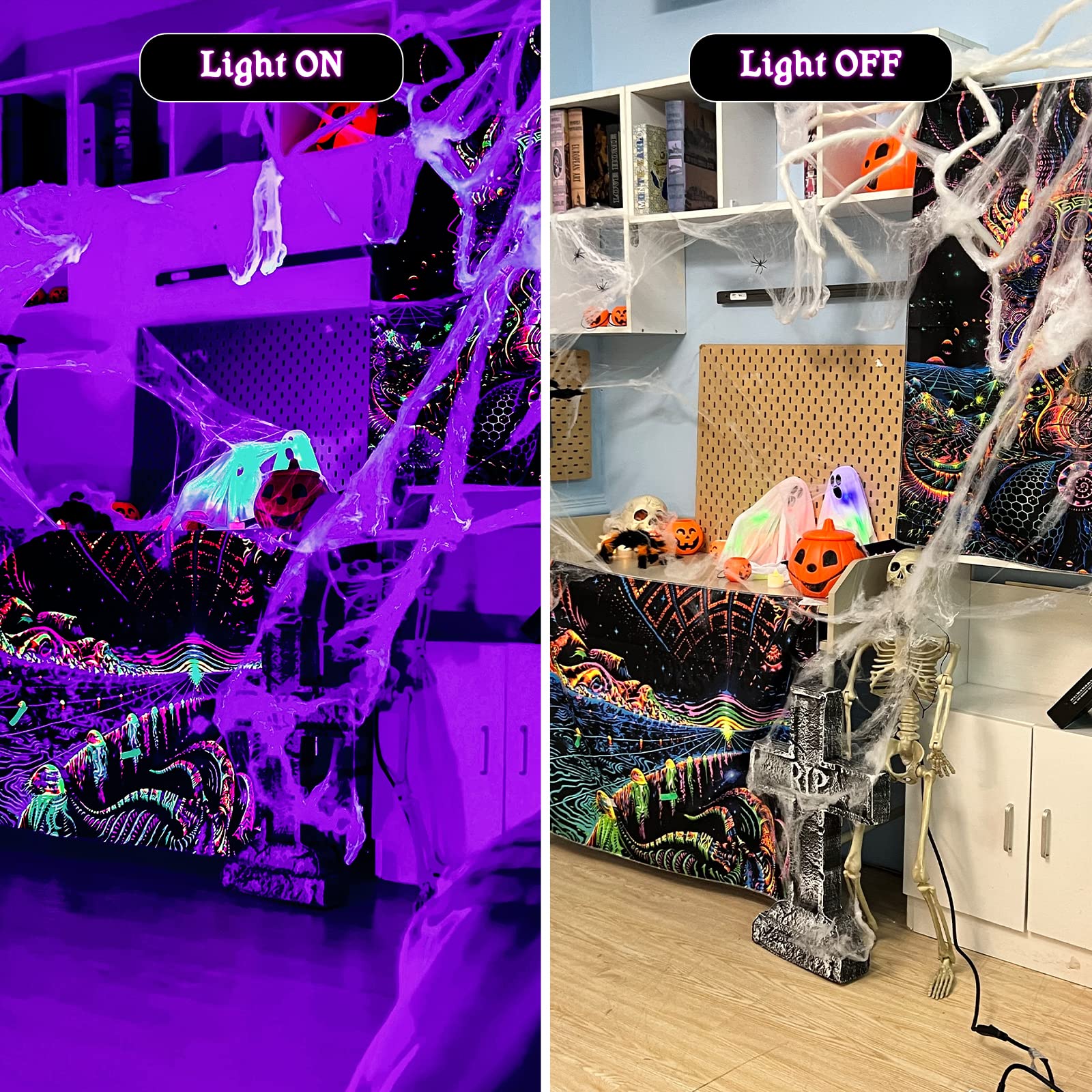 42W Led Black Light Bar, 36 Leds Blacklight Flood Light With Plug And Switch, Light Up 24X24Ft Area, Glow Lights For Halloween Party, Bedroom, Stage Lighting, Fluorescent Poster, 2 Pack