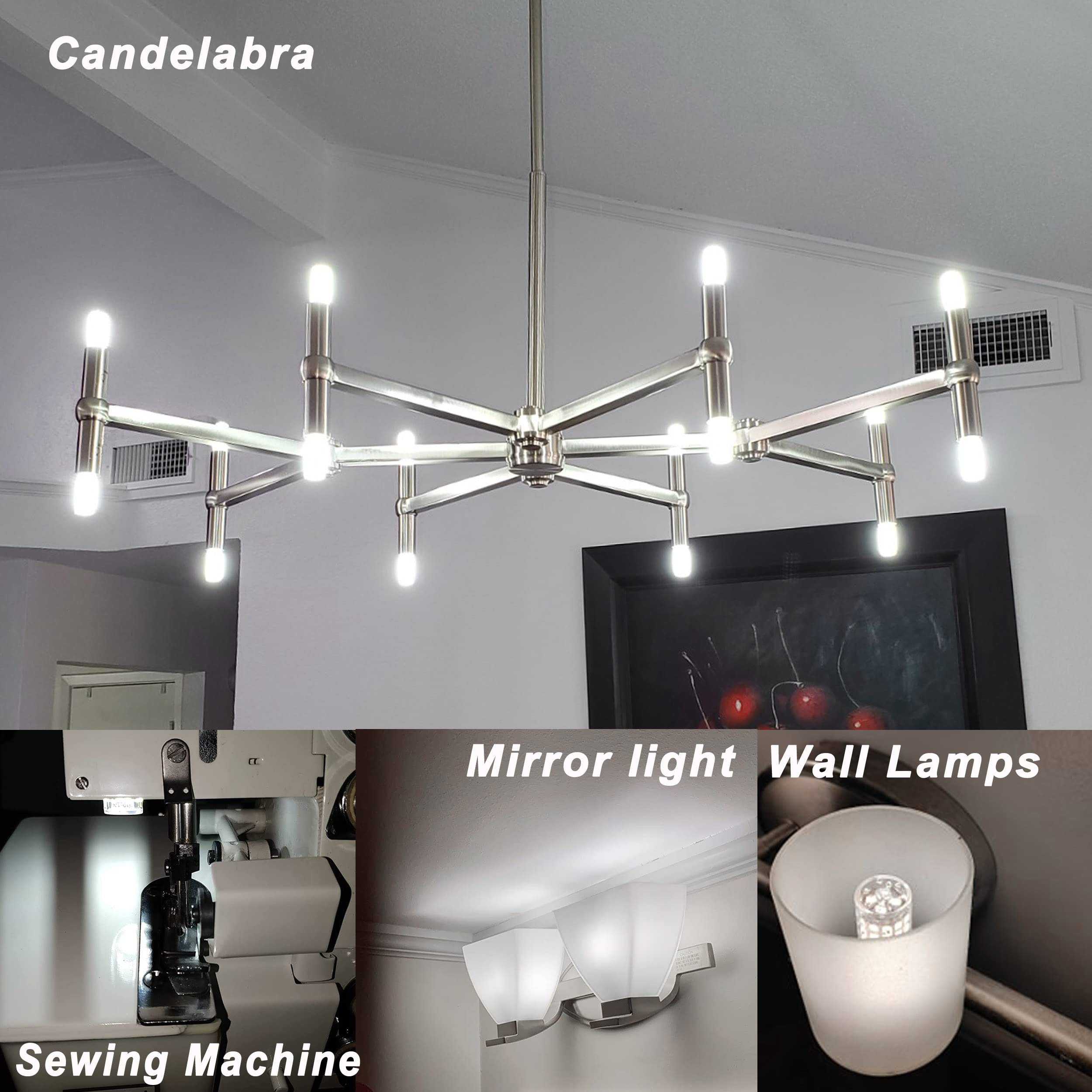 Ziomitus Dimmable E12 C7 5000K Daylight White Candelabra Led Light Bulbs 4W, E12 Kx-2000 25W-40W Halogen Equivalent, T6 Small Ba