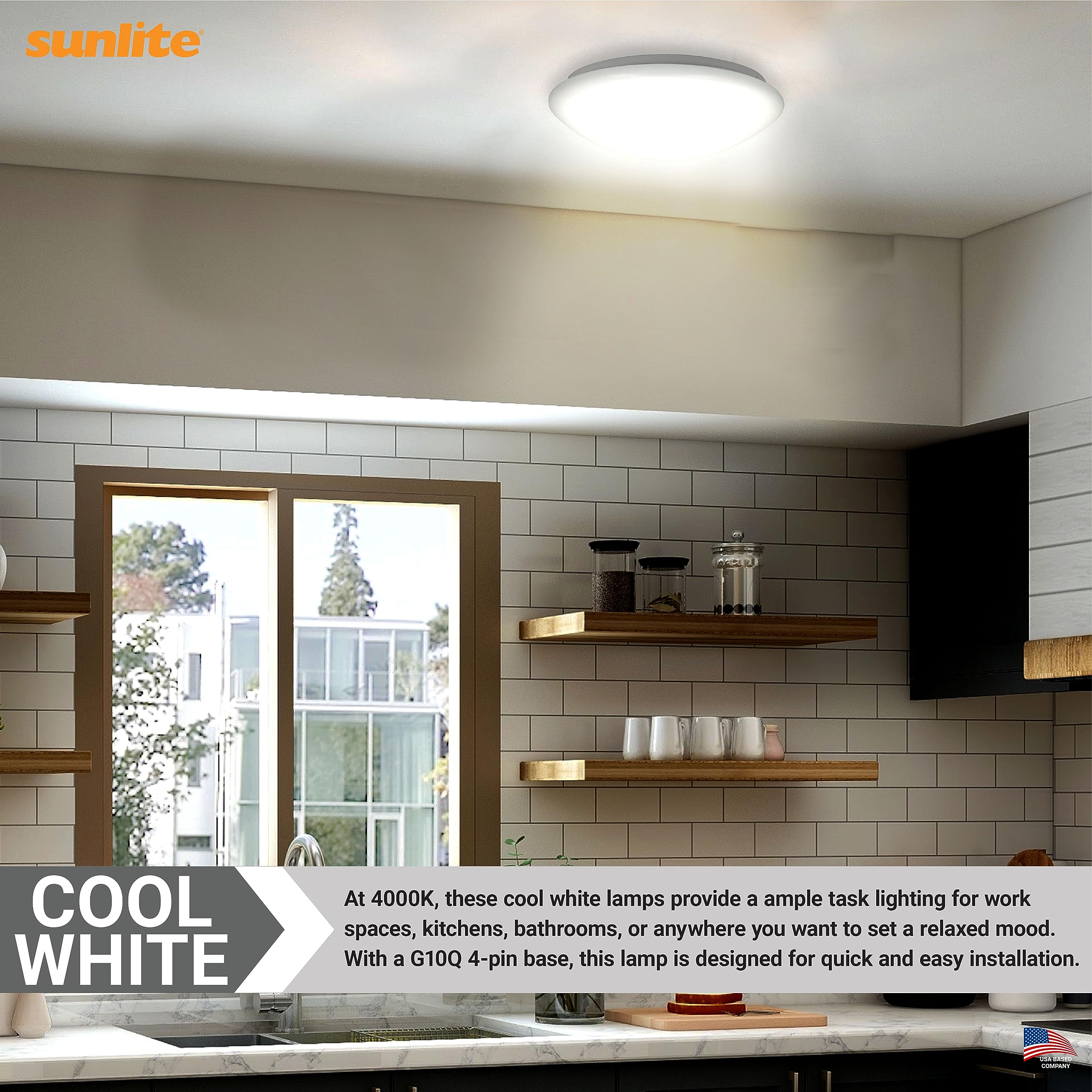 Sunlite 41316-Su Fc8T9 Circline Fluorescent Lamps, 8-Inch Size, 22 Watts, 1150 Lumens, 4-Pin Base (G10Q), 10,000 Life Hours, 41K - Cool White