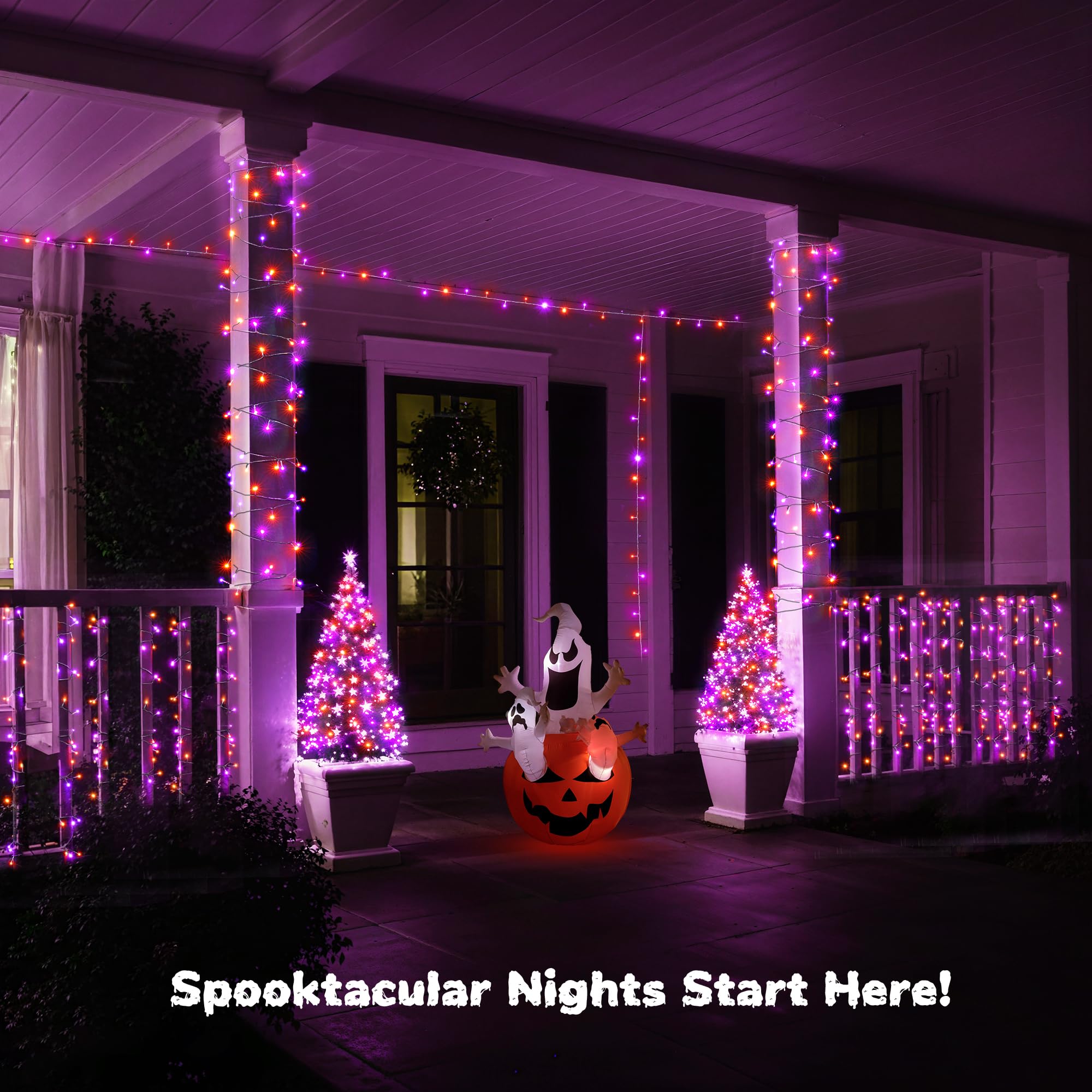 Wbao Halloween Lights Orange Purple 300Led 108Ft Super Bright String Lights  Ul Certified  8 Lighting Modes  Timer  Connectable  Memory & Waterproof For Indoor Outdoor Halloween Decorations