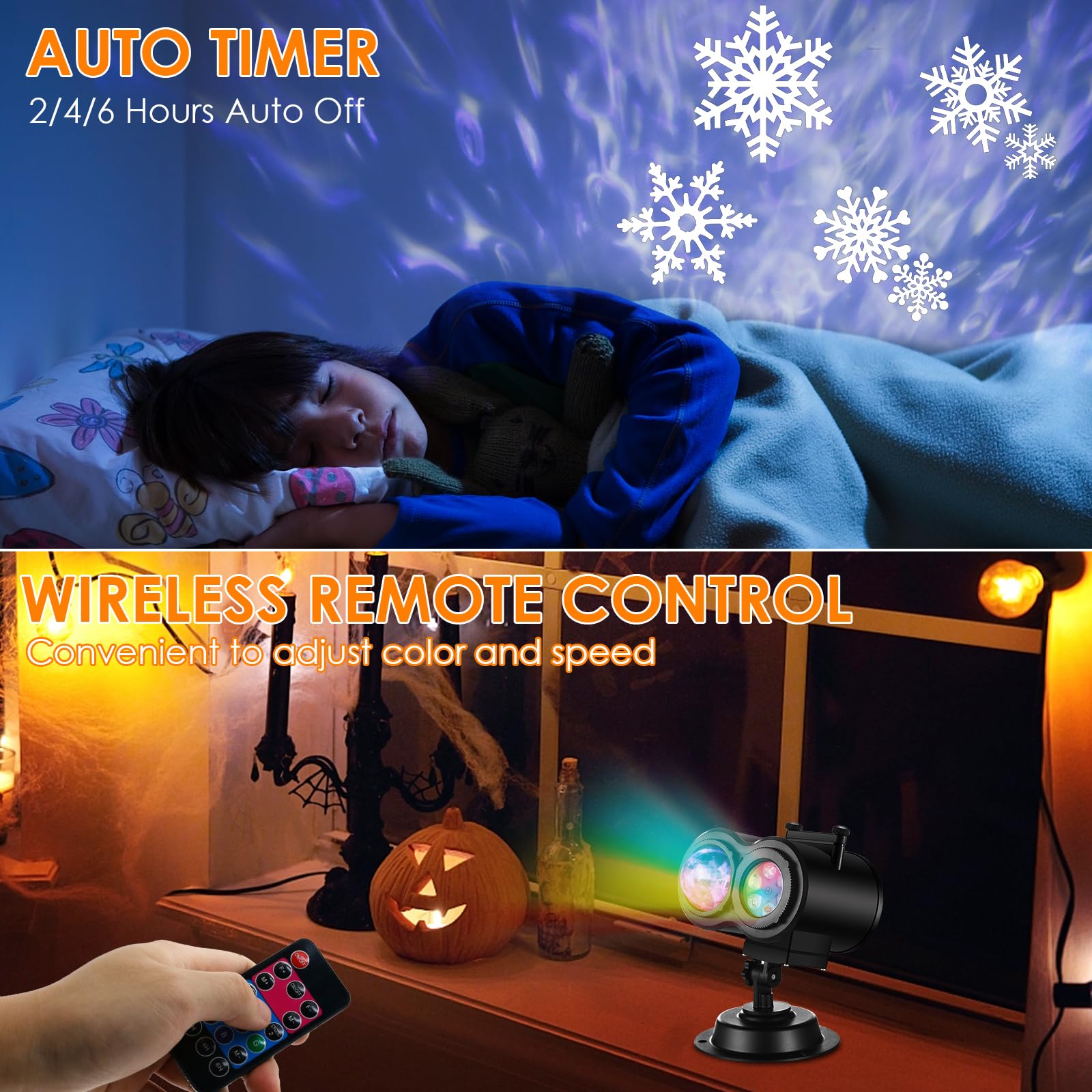 Halloween Christmas Projector Lights Outdoor 14 Hd Slides (3D Ocean Wave +Patterns) Led Landscape Lights Waterproof Holiday Projector Lights Xmas Halloween Decorations Projector For Yard Garden