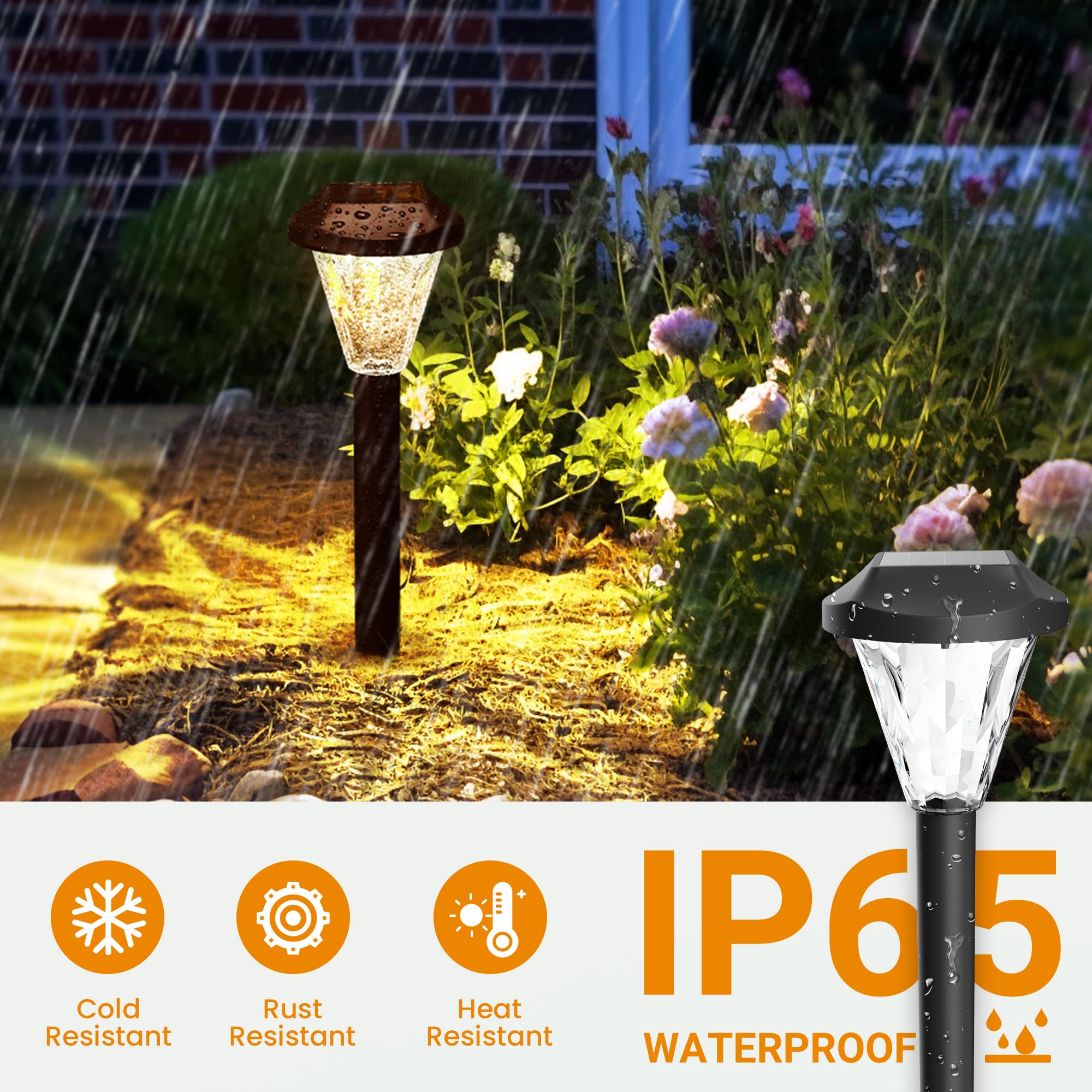 GIGALUMI Solar Lights Outdoor 10 Pack, Waterproof Warm White Garden Lights, Model 9426 for Patio, Lawn, Yard, Landscape