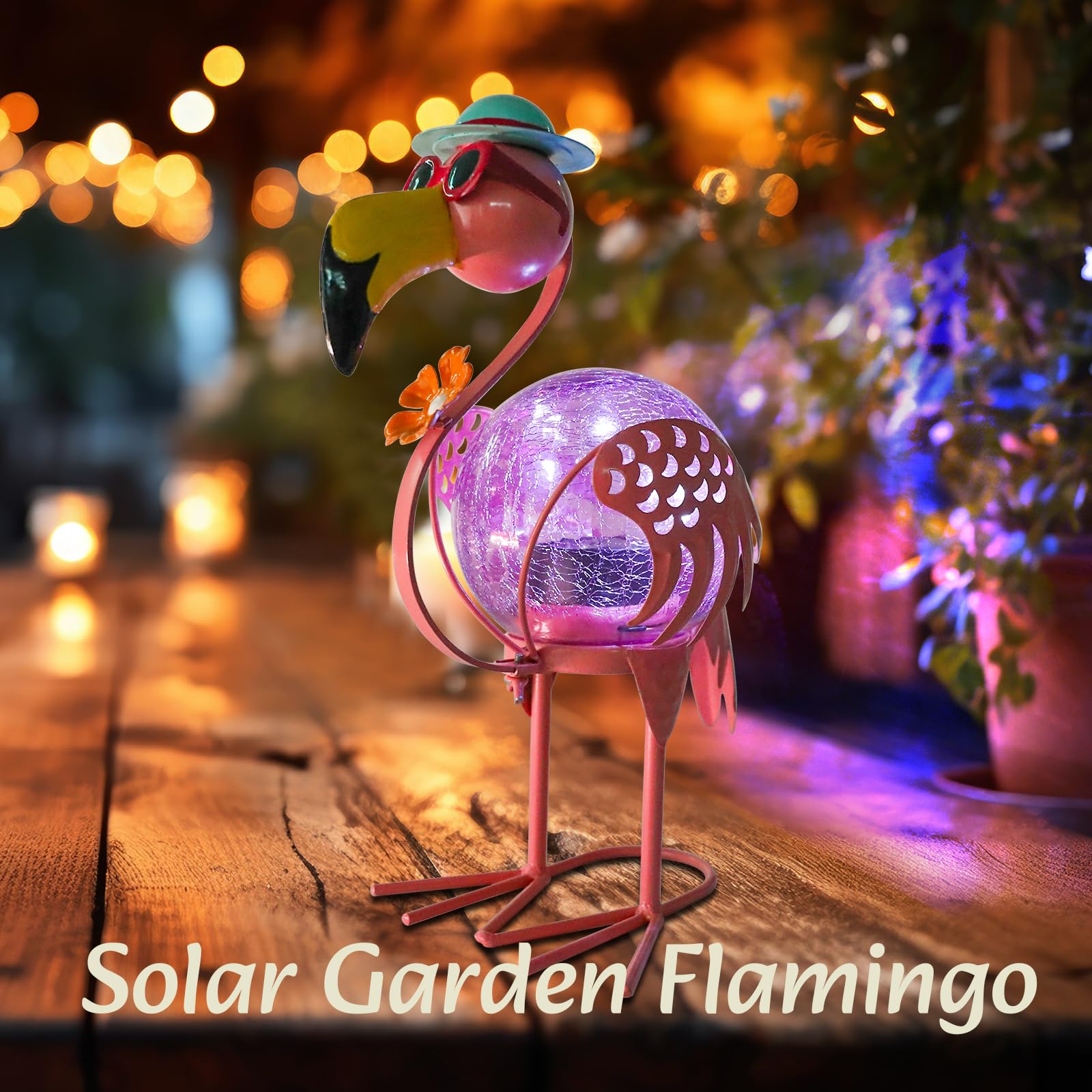 MUMTOP Flamingo Solar Lights - Waterproof LED Lanterns for Outdoor Garden, Pink, Model 891a