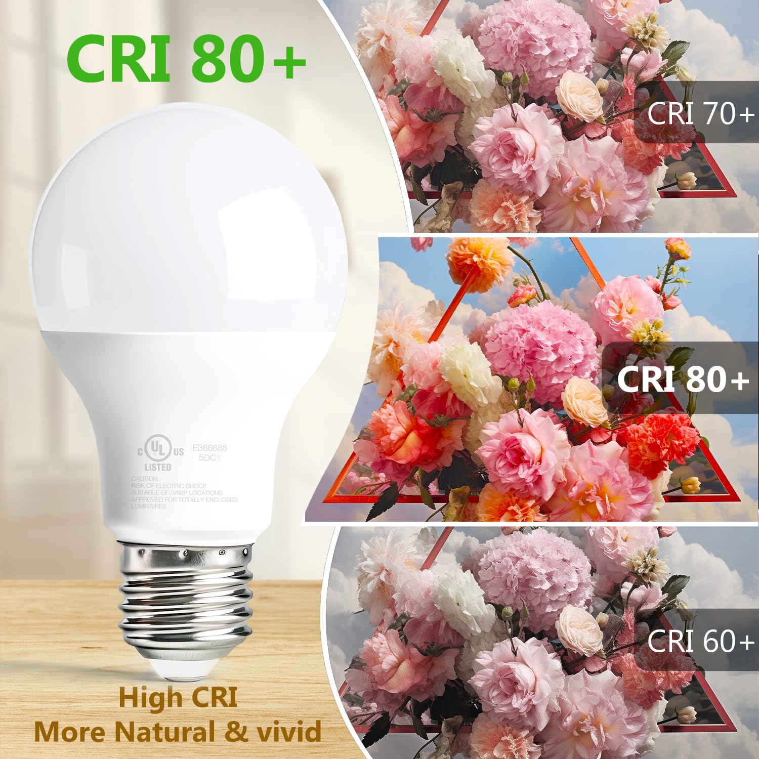 Dalattin 6 Pack A19 Led Bulbs,9W Equivalent 60 Watts,E26 Base,Soft White 2700K,800 Lm,Non-Dimmable,Efficient Energy Saving Light