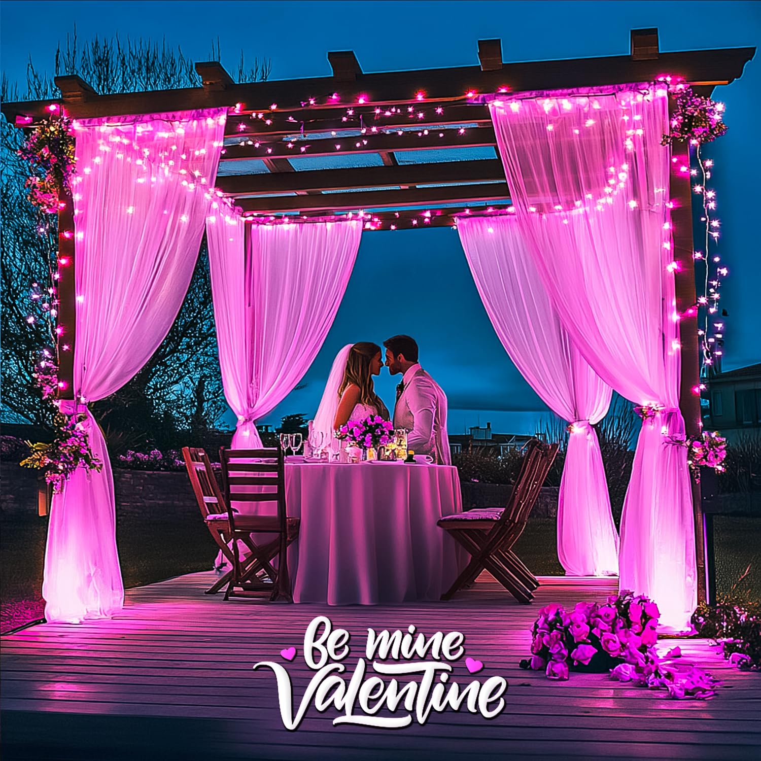 Pink String Lights Plug In - 200 Led Pink Christmas Lights Outdoor Waterproof, 66Ft Extendable Clear Wire Pink Lights For Valent