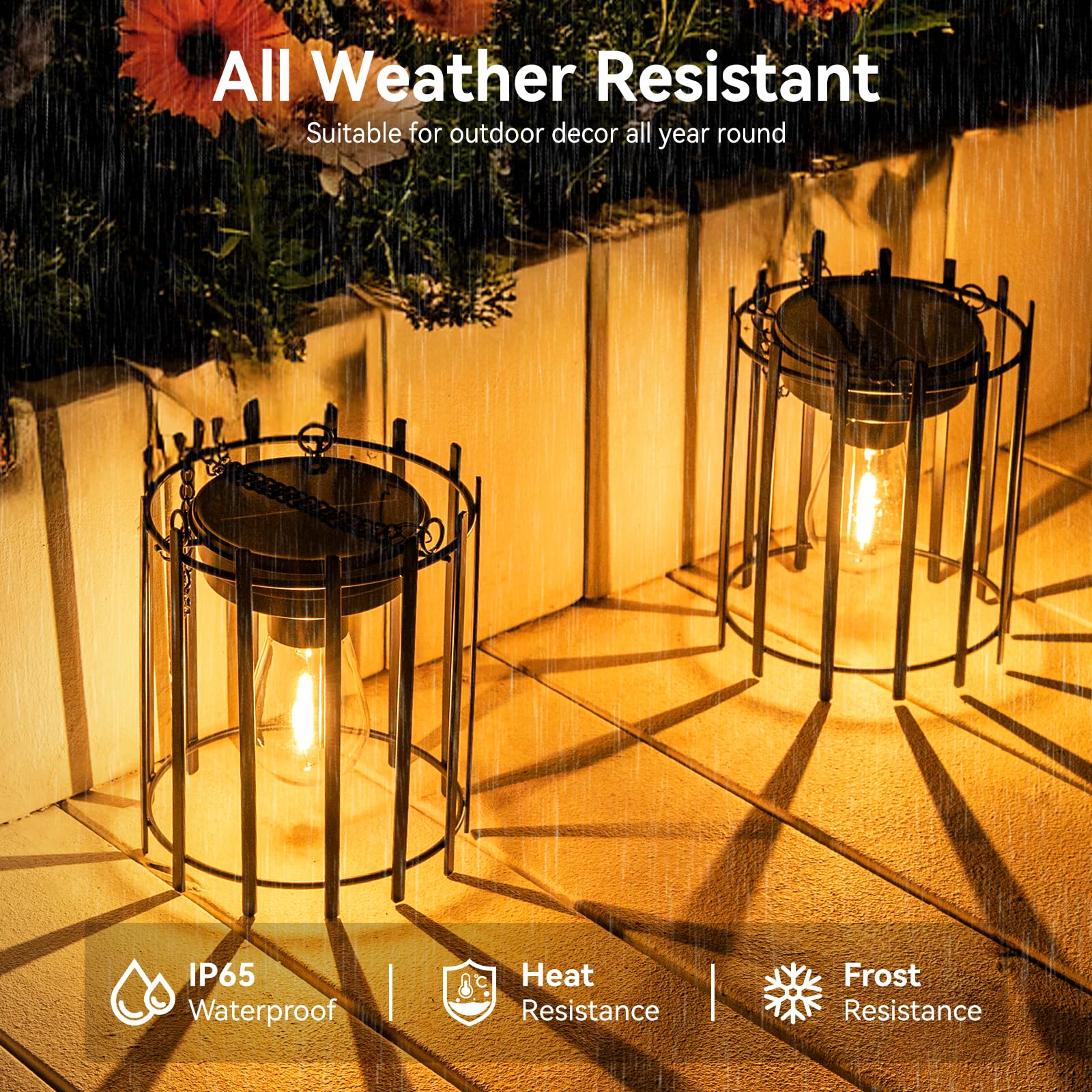 Kooper Solar Lanterns Outdoor Waterproof, Upgraded Bright Hanging Solar Lights Outdoor Lantern, Metal Outdoor Solar Lanterns Dec