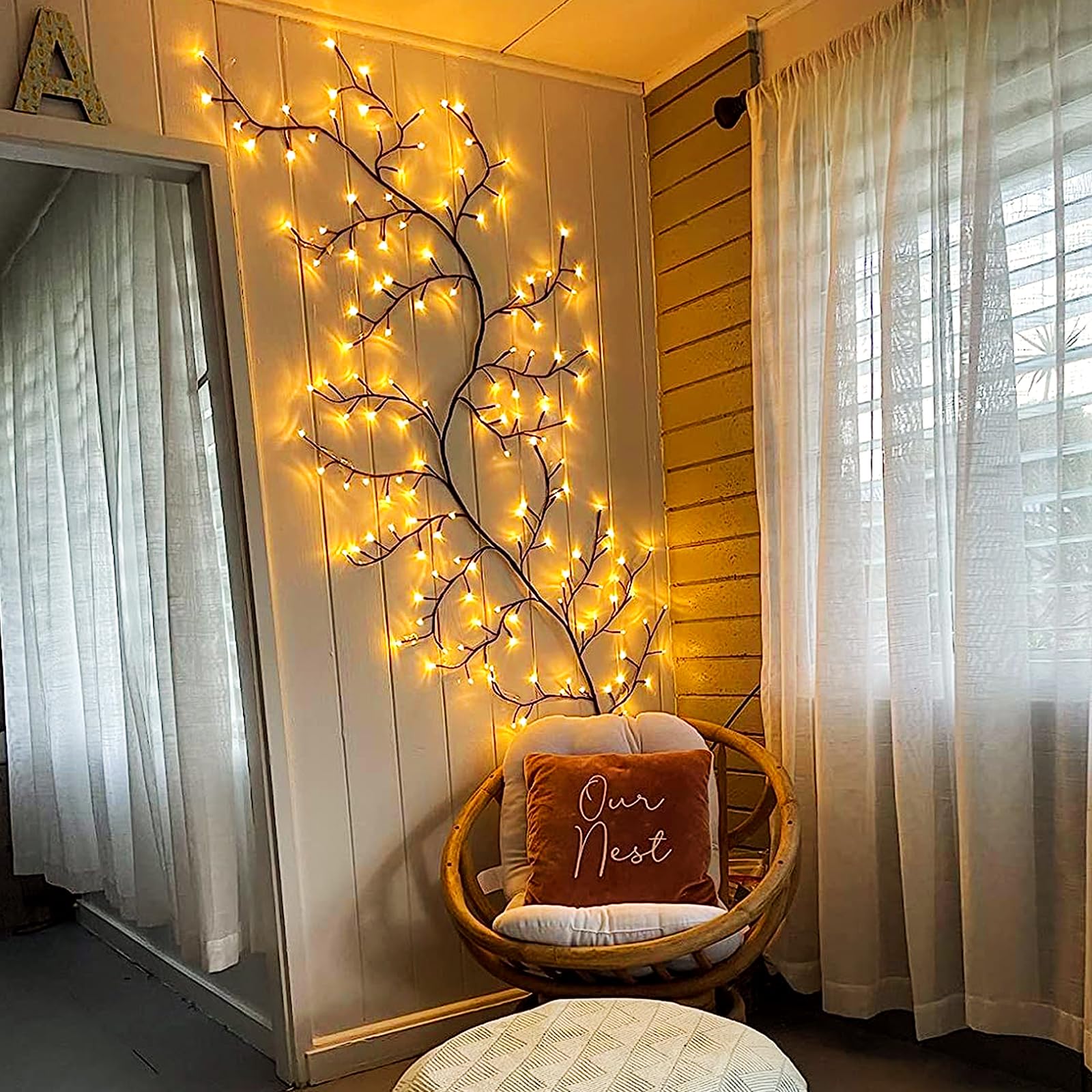 Enchanted Willow Vine Lights for Wall: 7.5FT led Twinkling Tree Branch Light for Room and Home Decor - Warm White Wall Tree Ligh