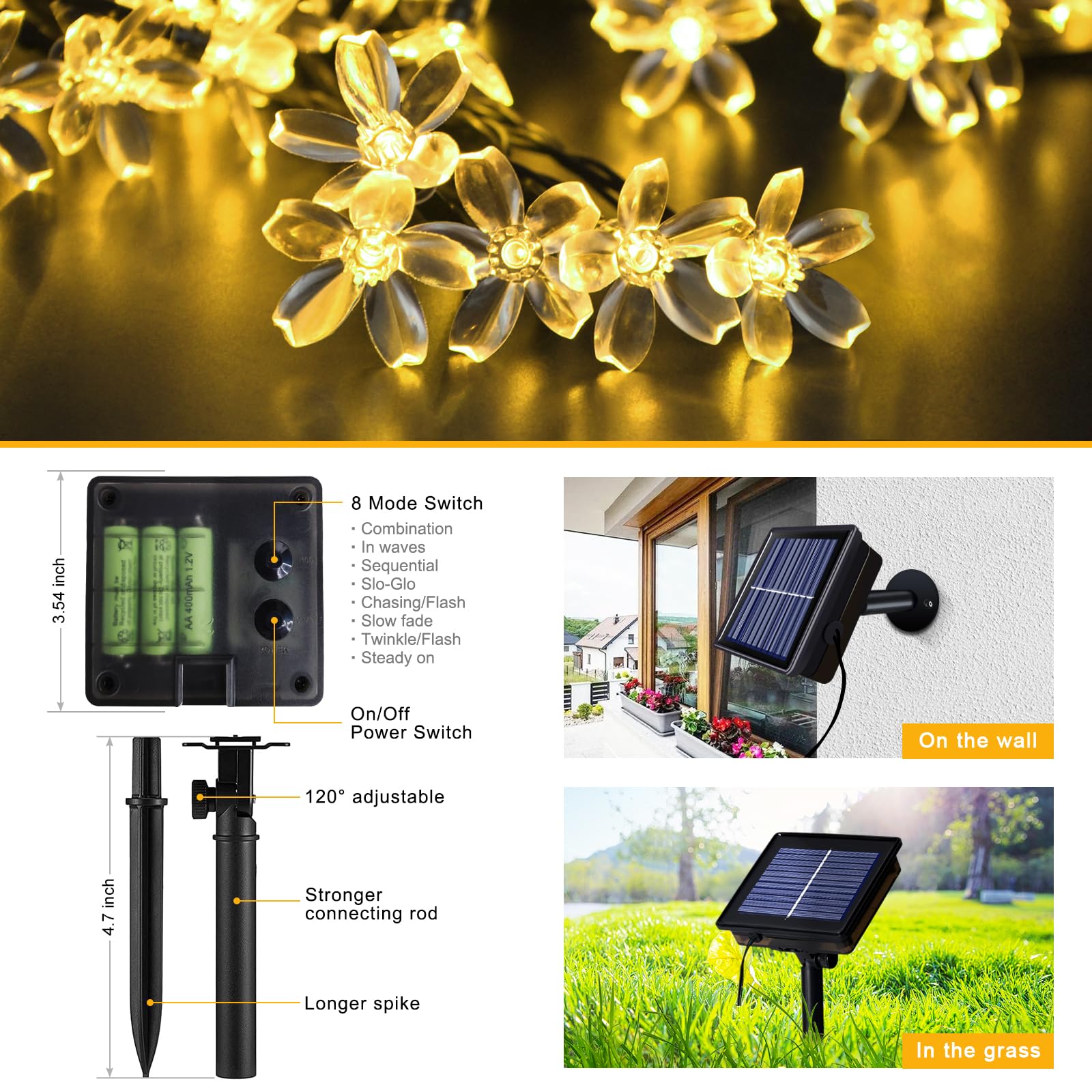 Jmexsuss Solar Net Lights With Flower Outdoor Waterproof, 5 X 5Ft Solar Net Bush Lights Outdoor Mesh Lights, 8 Modes Net Christm