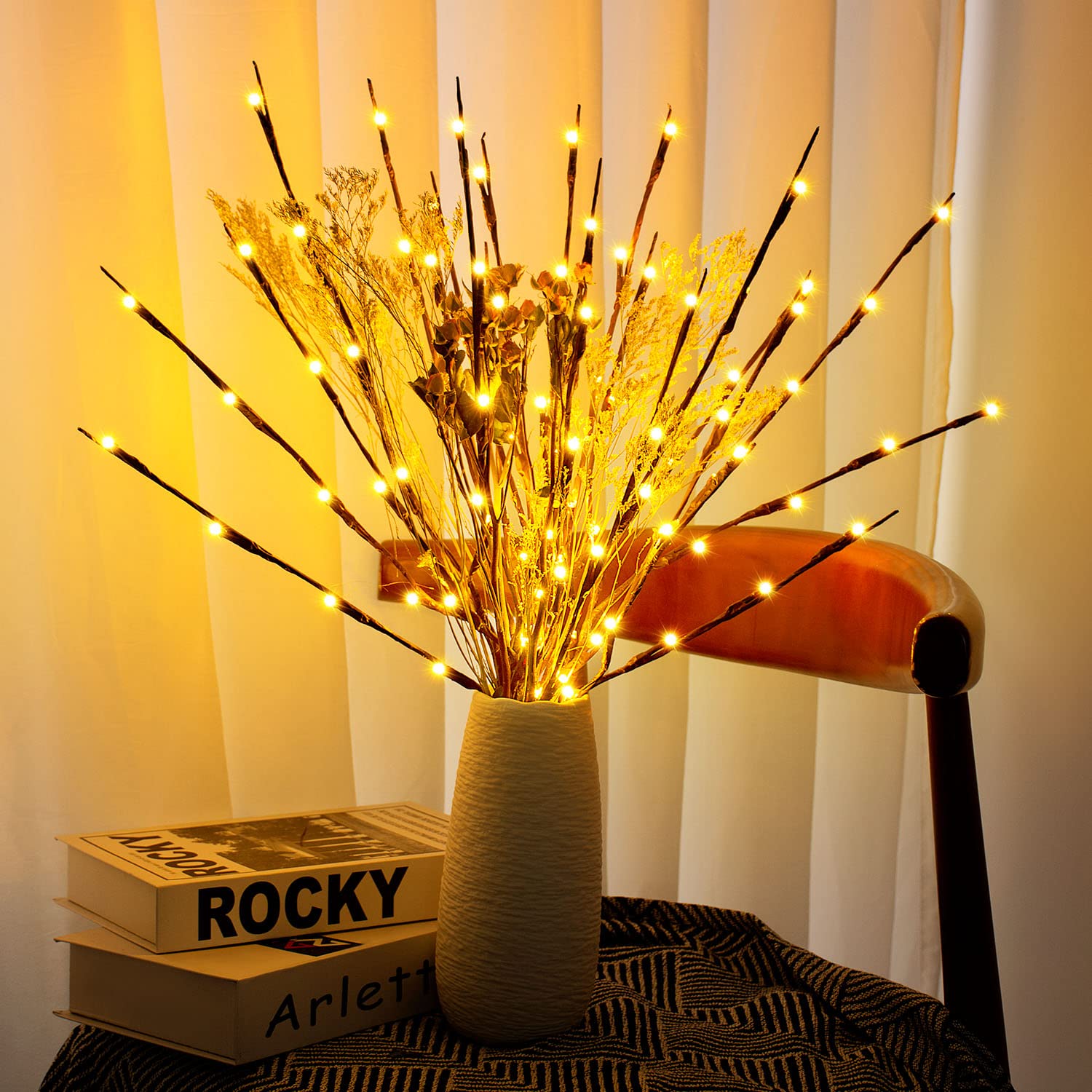 Kxcoftxi 3 Pack Twig Lights, Prelit Branches, Usb Plug In Branches Lights With 60 Led Bulbs, Romantic Decorative Iights For Vase, Lighted Tree Branches For Indoor, Plug In Lighted Branches For Party