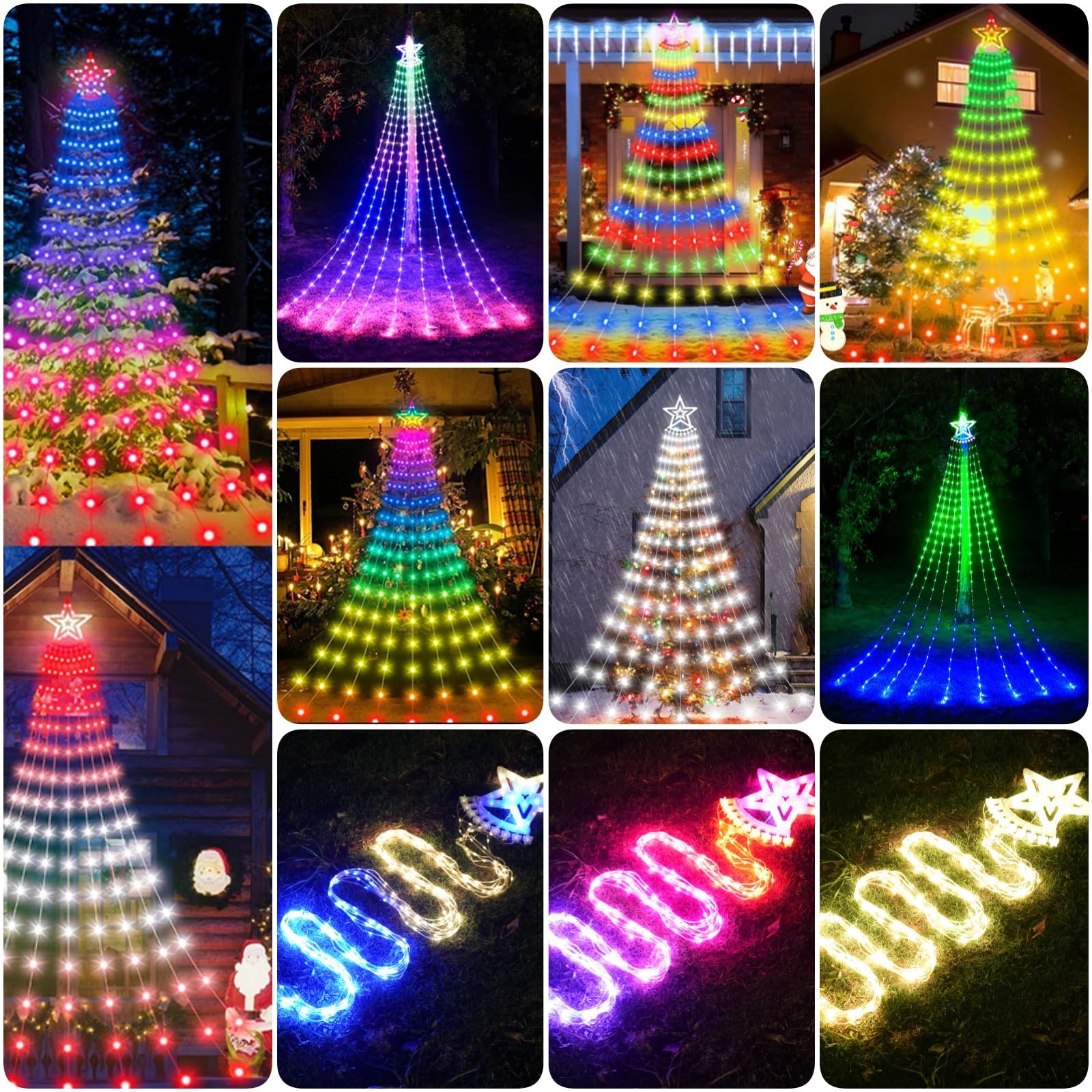 Shinecai 10Ft Rgb Star String Light - 305Led Waterproof Christmas Decor With Remote App Control