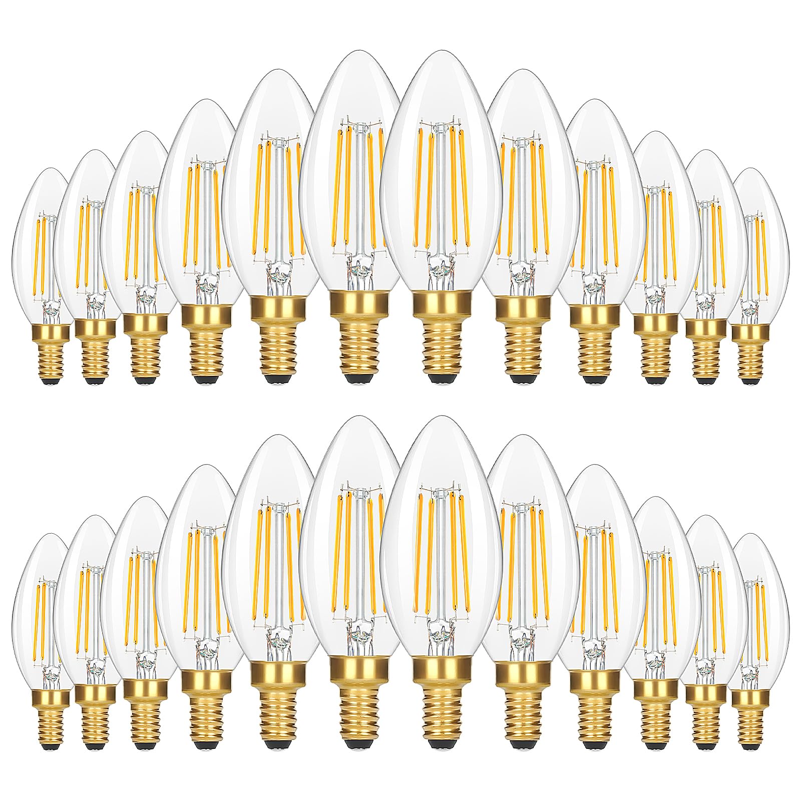 24-Pack Dimmable E12 Candelabra Light Bulbs 60 Watt Equivalent, 2700K Soft Warm White 6W Led Chandelier Light Bulb, Super Bright
