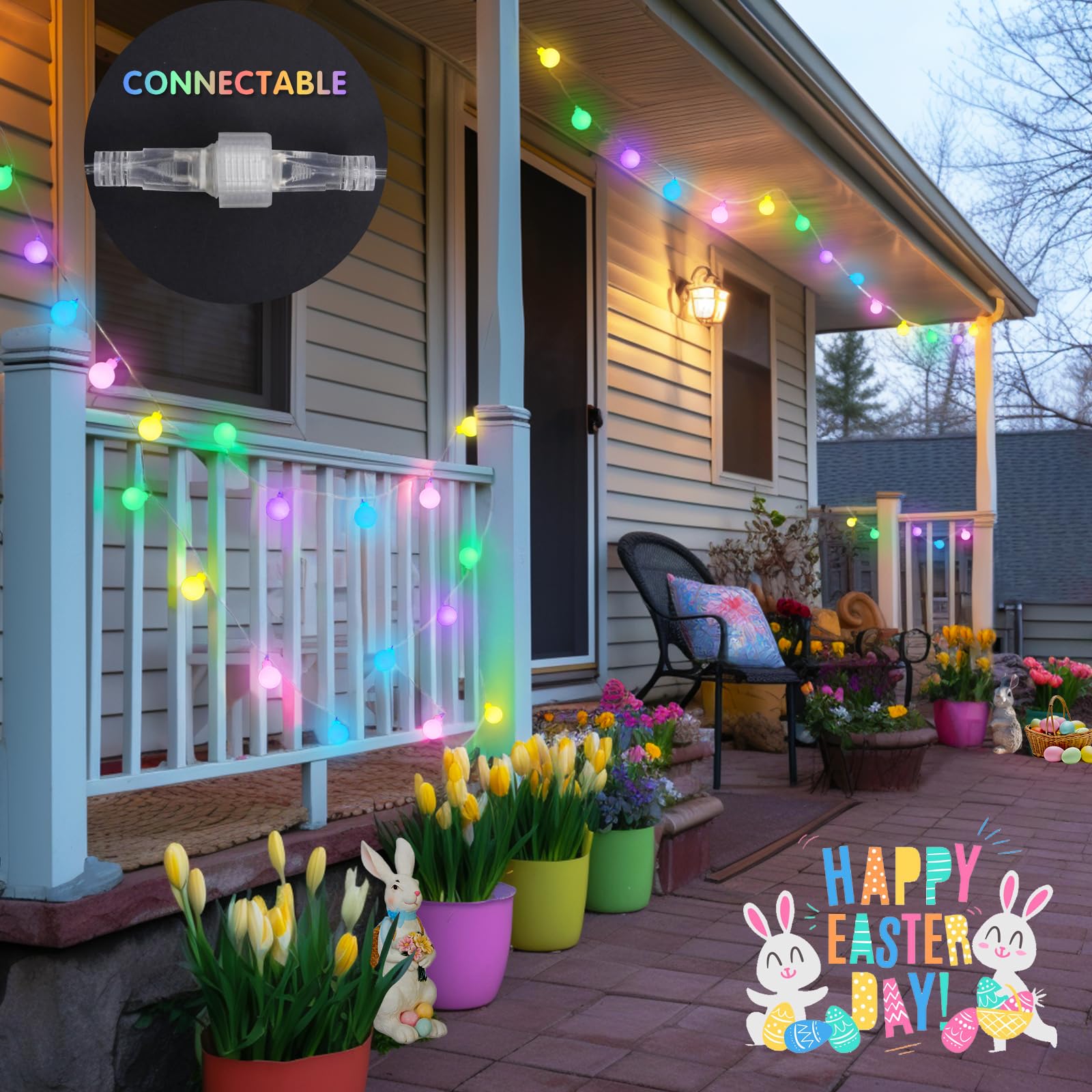 JMEXSUSS 100 LED Easter String Lights, 33ft Multicolor, Waterproof, Plug-in with Remote, Indoor/Outdoor, Model EXS-S-0100-R
