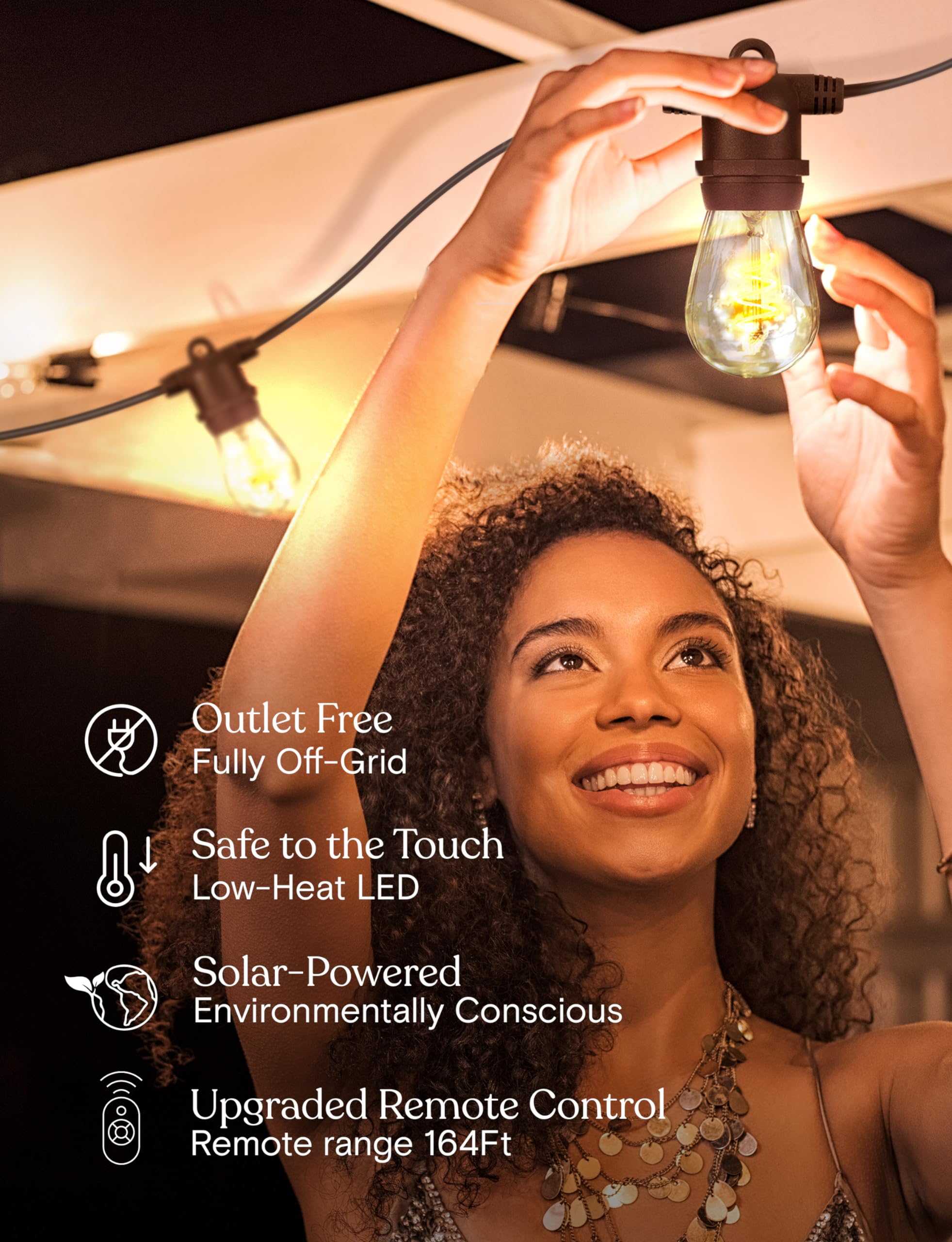 Brightech Ambience Pro Super Bright Solar Outdoor String Lights: Security, Visibility & Ambience - Heavy Duty Waterproof Patio L