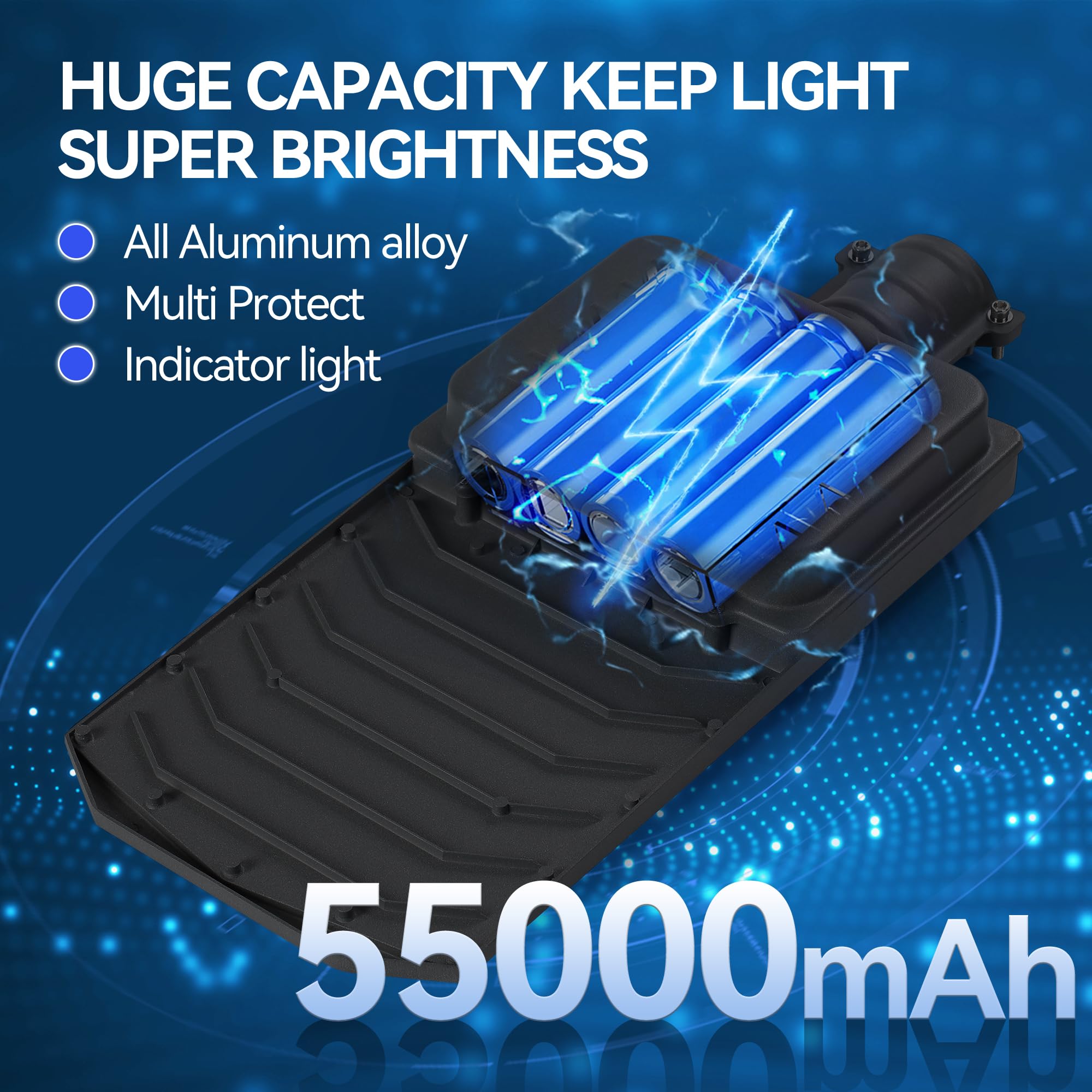ZARKURE 5000W Solar Street Light, 7000K, 450000LM, IP67 Waterproof, 40000mAh, Black, Model LD003, Remote Control for Outdoor