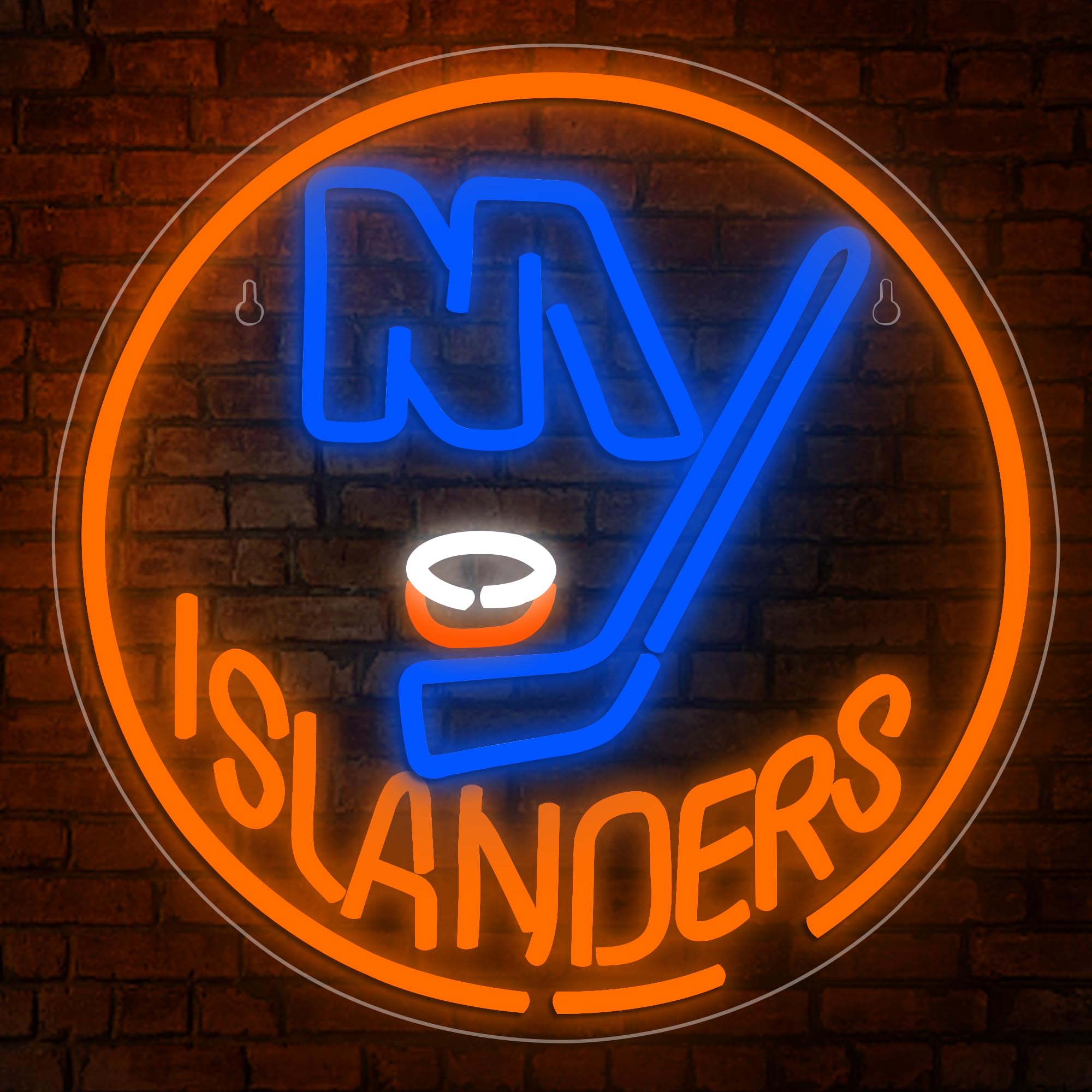 FTMGGDG Ice Hockey Neon Sign, Acrylic Team Logo Light, 13.4 x 13.4 inches, Islanders, Model FMXD600