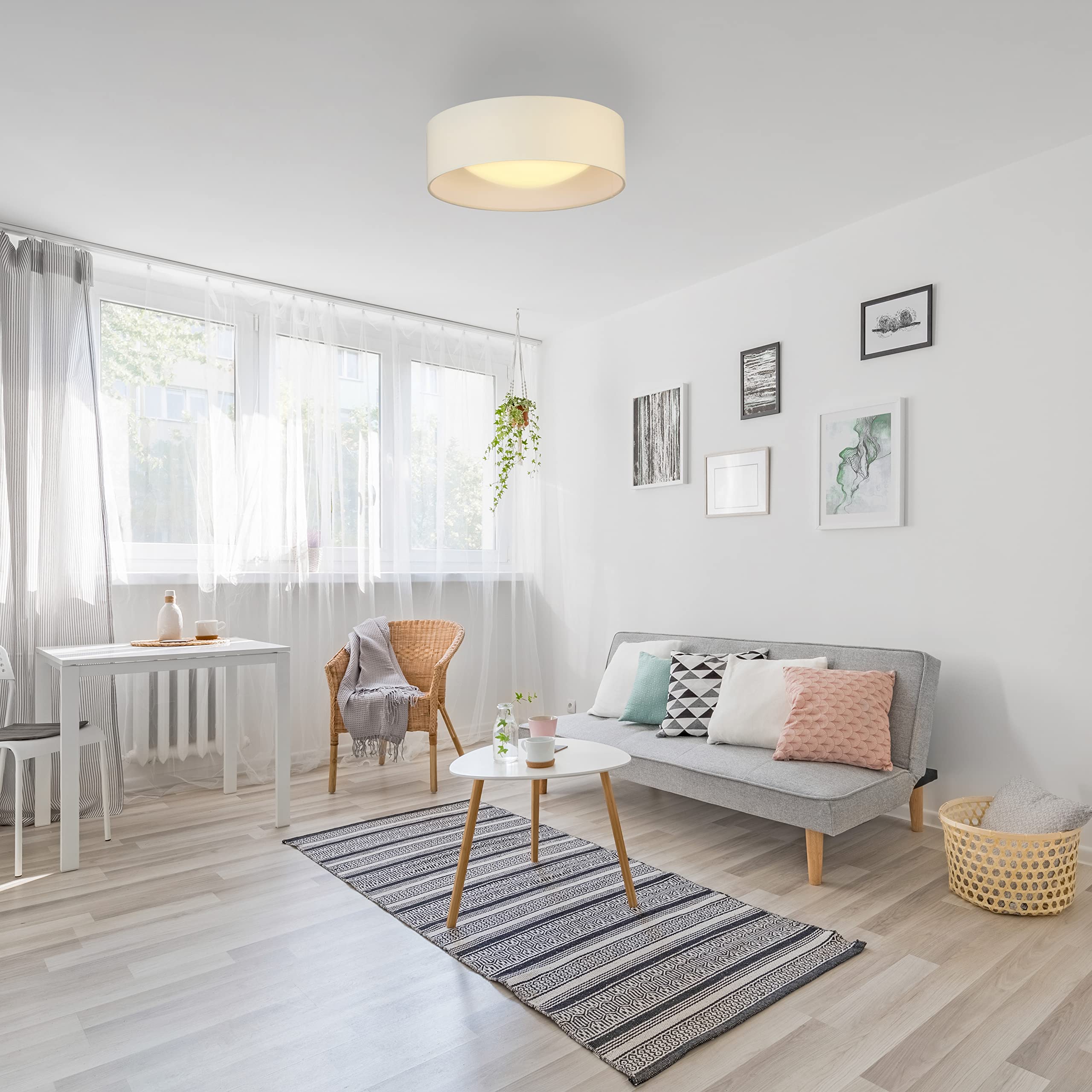 EGLO Orme LED Flush Mount Light Fixture, 12 in, Dimmable, Metal, White, Model 204719A