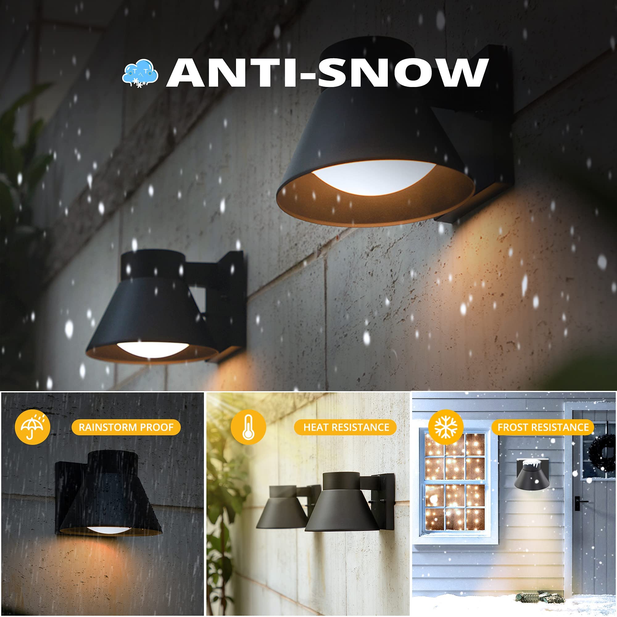 UME LED Outdoor Wall Light Fixtures, Waterproof Black Sconce, Aluminum, 2 Pack, Model 5288501012