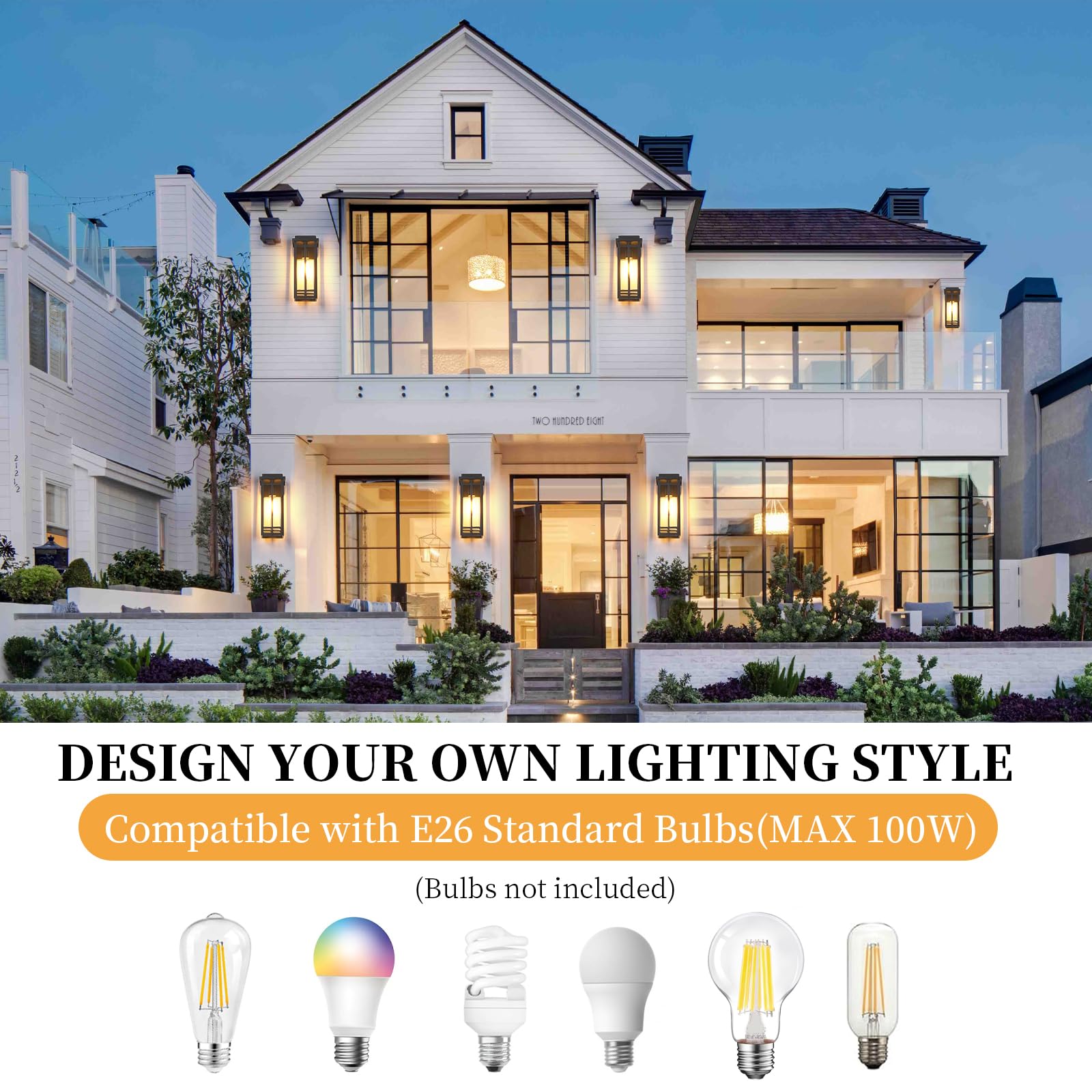 13.8'' Outdoor Wall Light Fixtures 1 Pack, Black Porch Lights Outdoor Lighting For House, Exterior Lighting Fixtures Wall Lanter