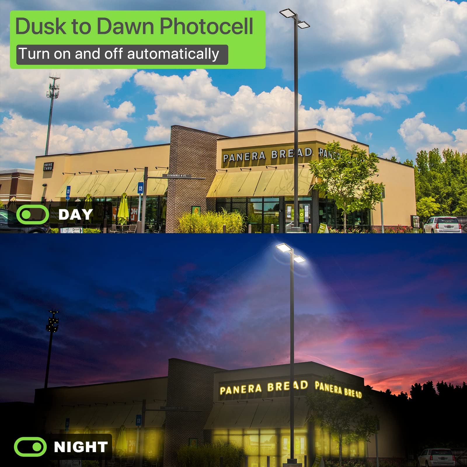 Glitgate 300W Led Parking Lot Lights, 45000Lm 5000K Adjustable Arm Mount Street Lights With Dusk To Dawn Photocell, 100-277V Ip65 Outdoor Waterproof Commercial Area Lighting Etl Listed 2 Pack